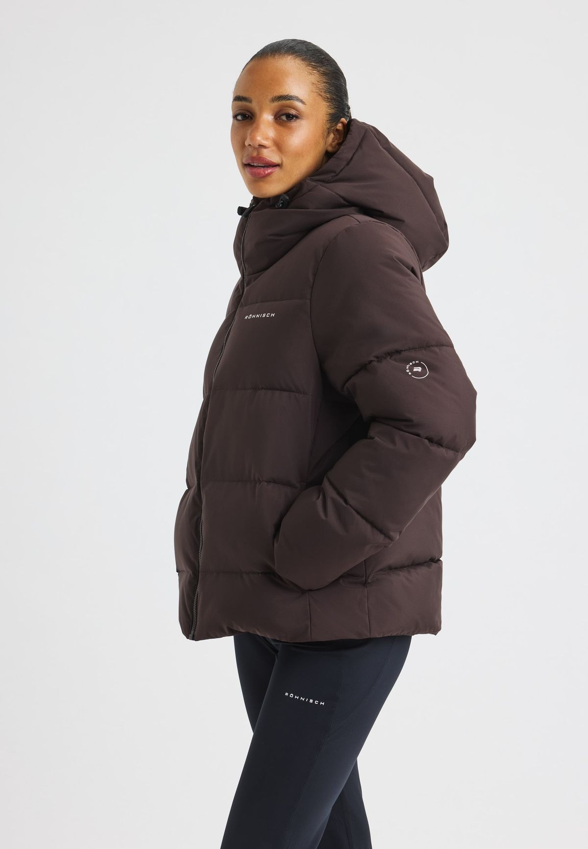 Short Puffer Jacket, Dark Brown
