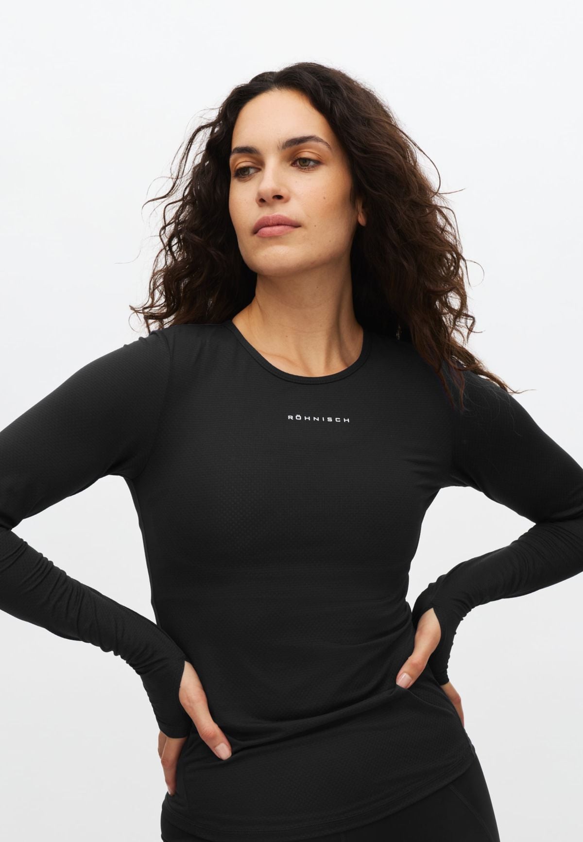 Jacquard Long Sleeve Top, Black