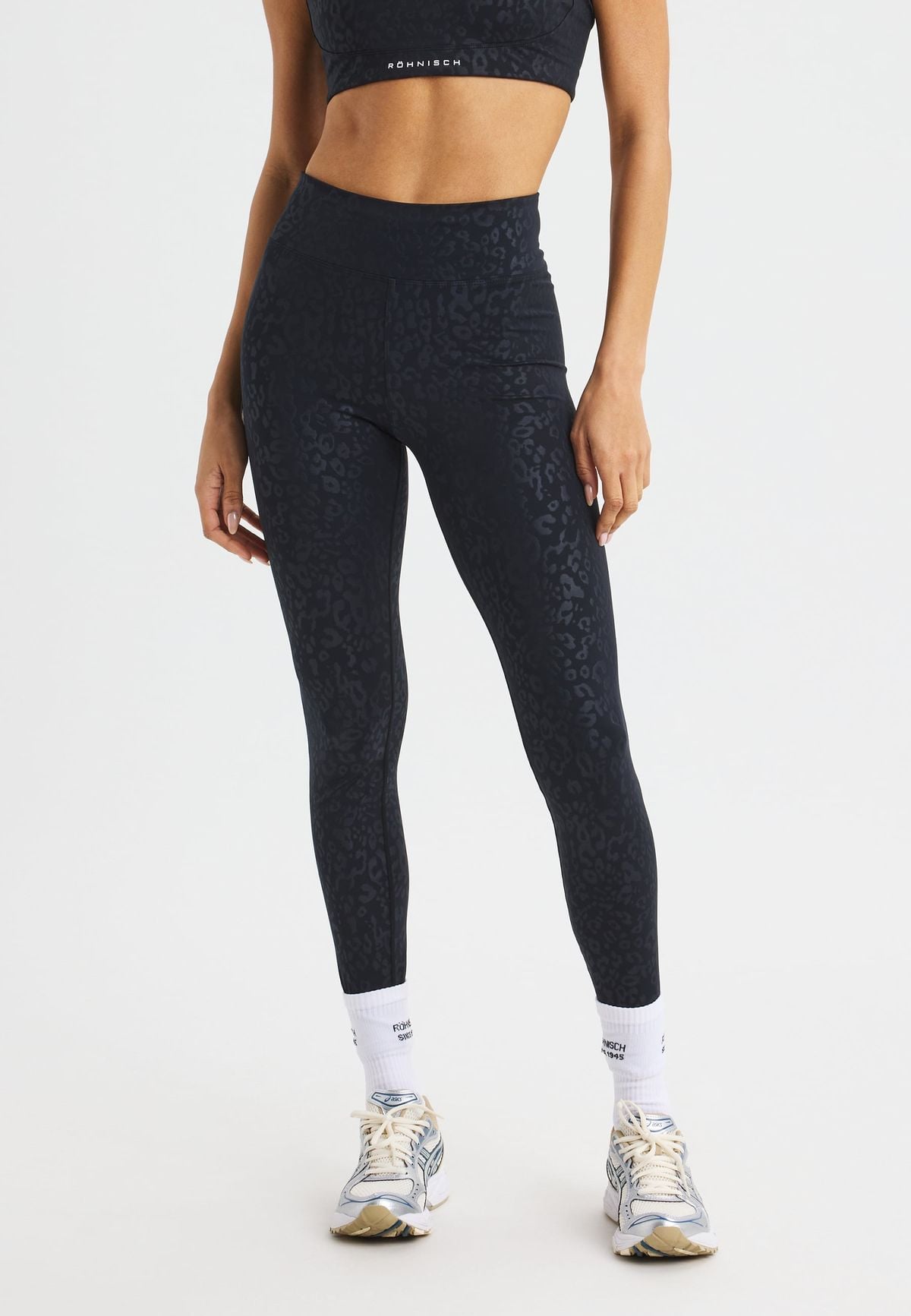 Leo Emboss High Waist Tights, Leo Emboss Black