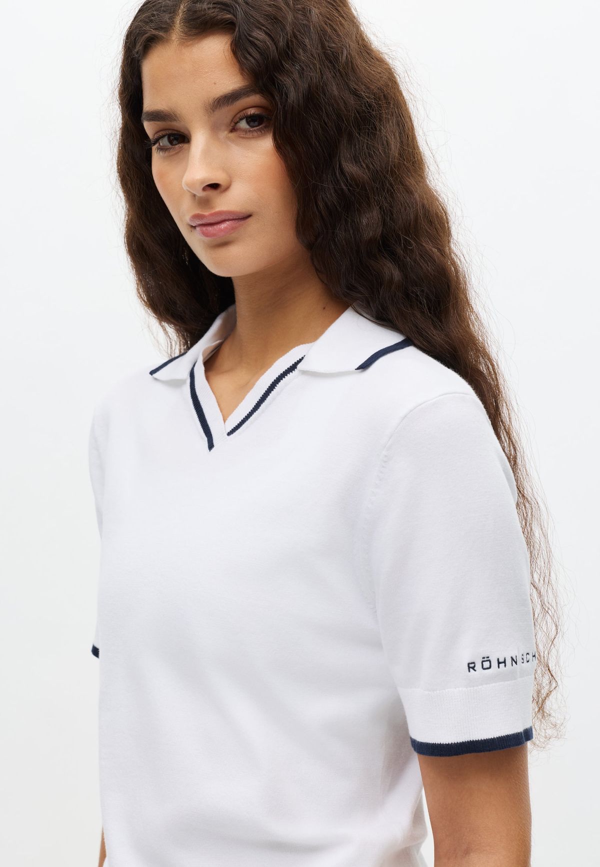 Swing Knitted Poloshirt, White/Navy
