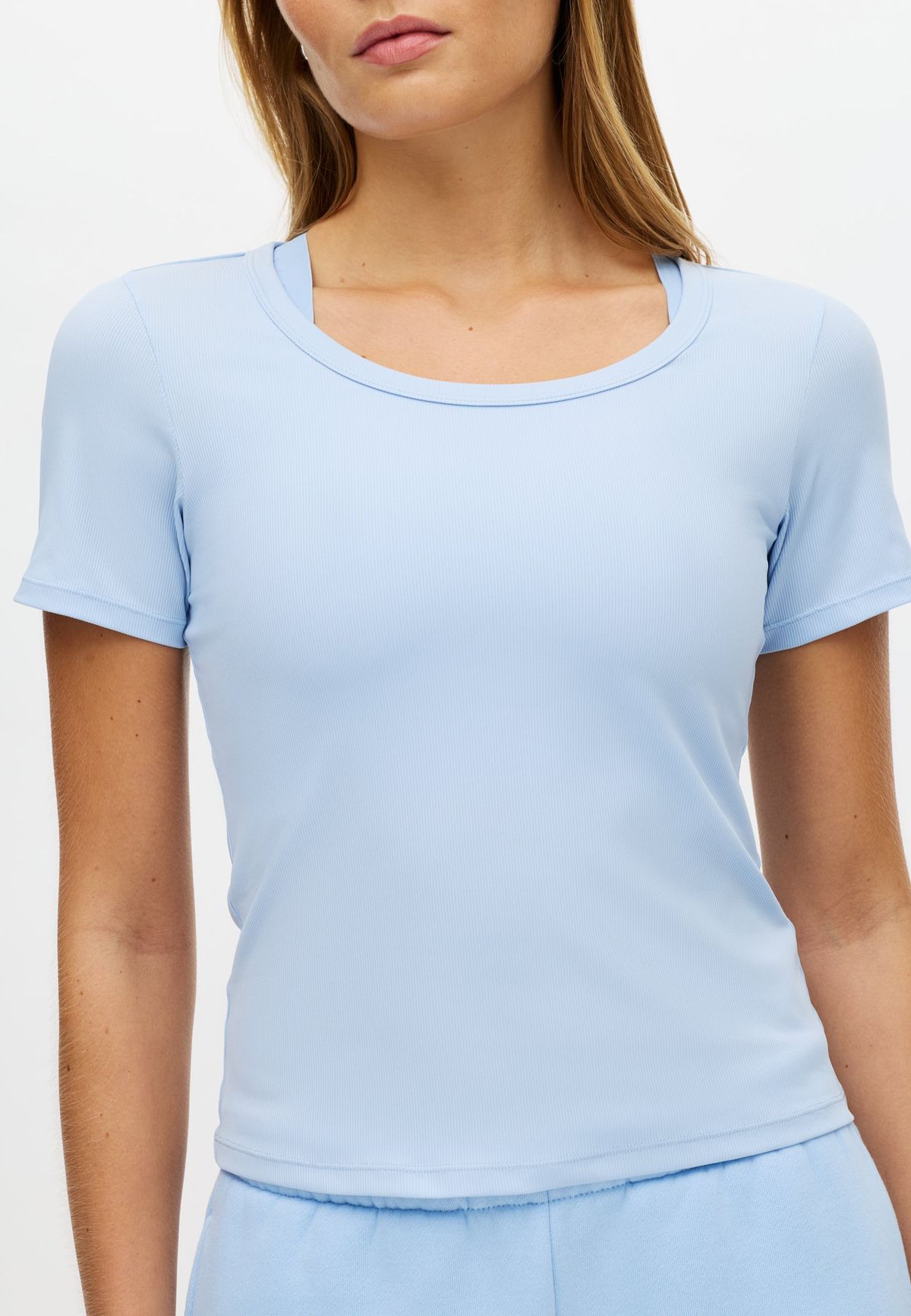 Rib Drymotion Tee, Chambray Blue