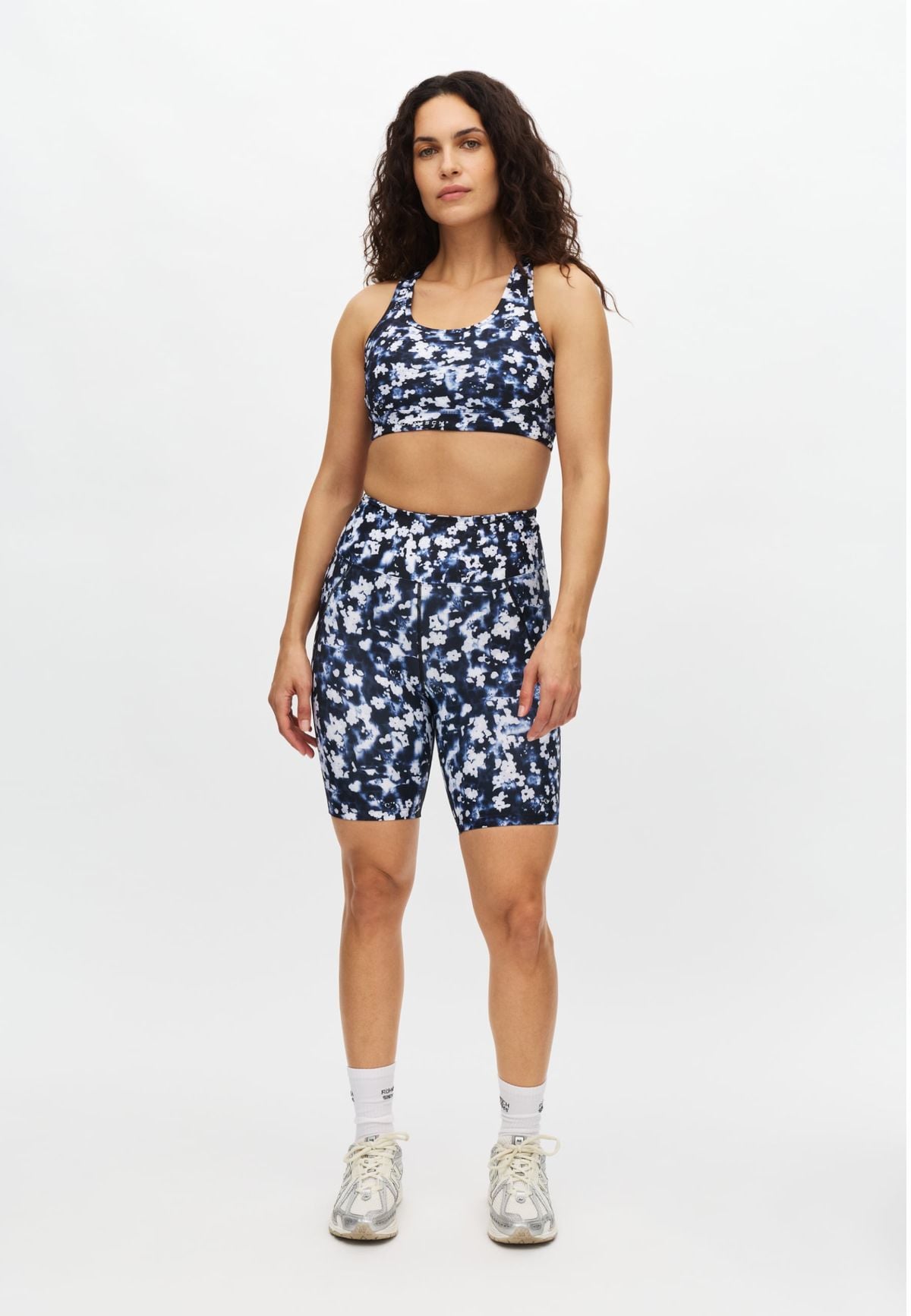 Printed Mesh Sportsbra, Indigo Bloom