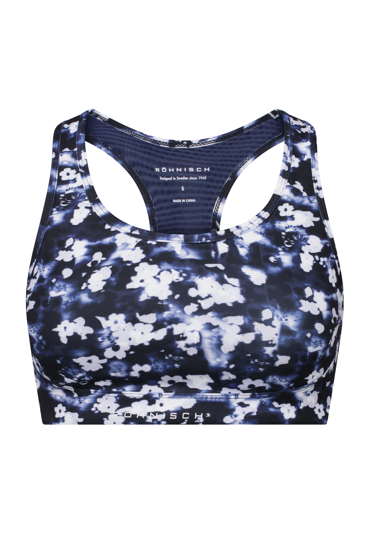 Printed Mesh Sportsbra, Indigo Bloom