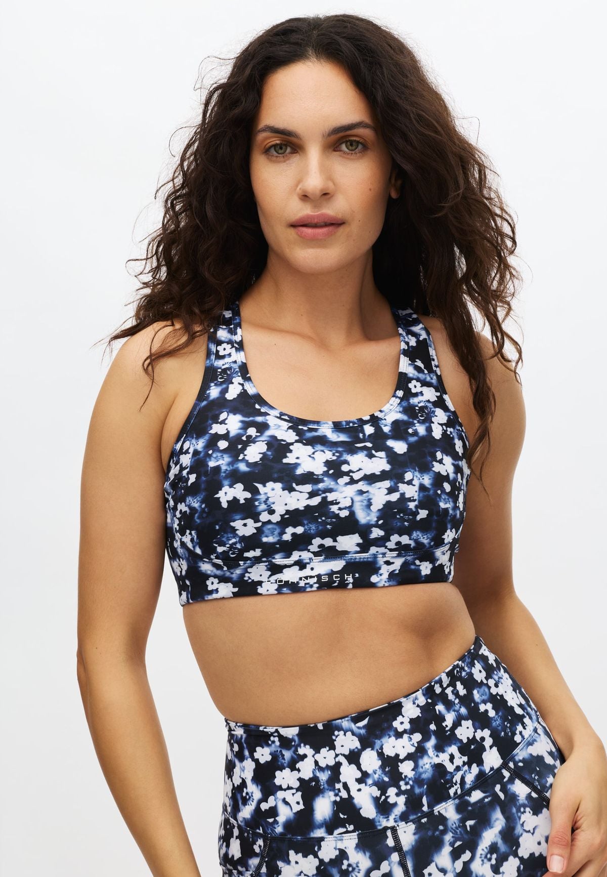 Printed Mesh Sportsbra, Indigo Bloom