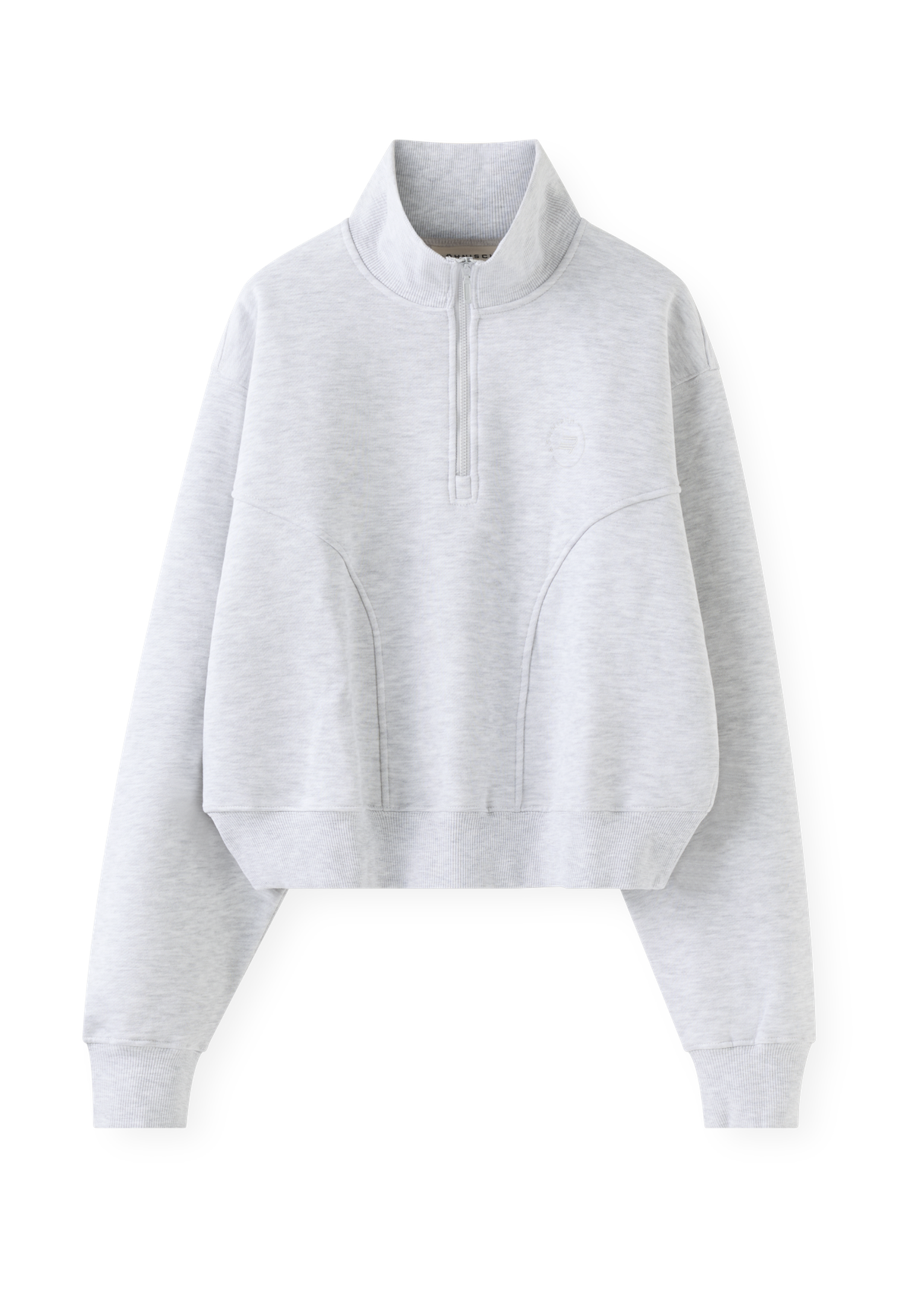 Base Sweat Half Zip, Light Grey Melange