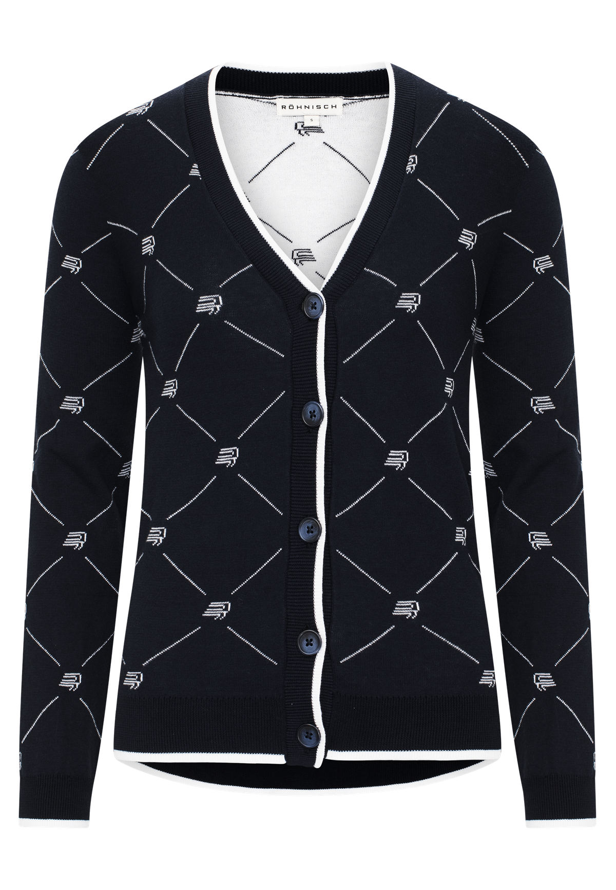 R Logo Cardigan, R Check Navy