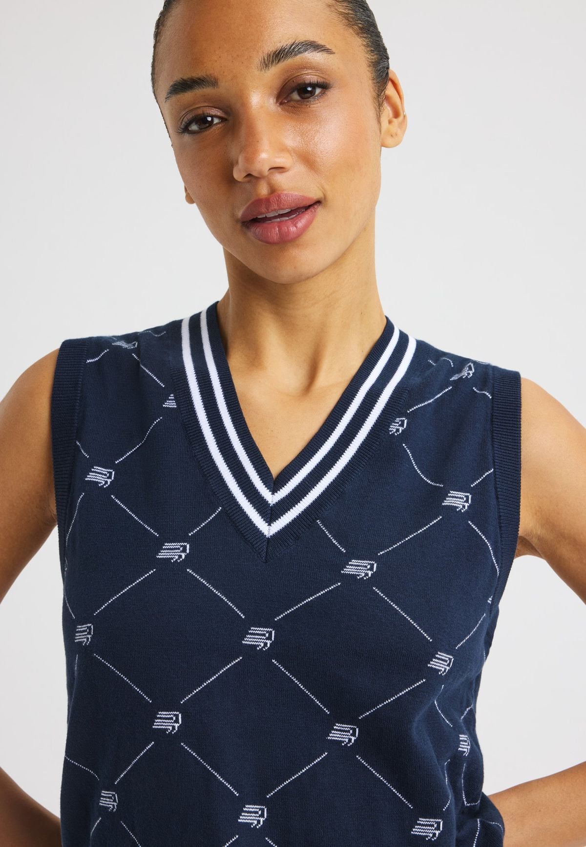 R Logo Vest, R Check Navy