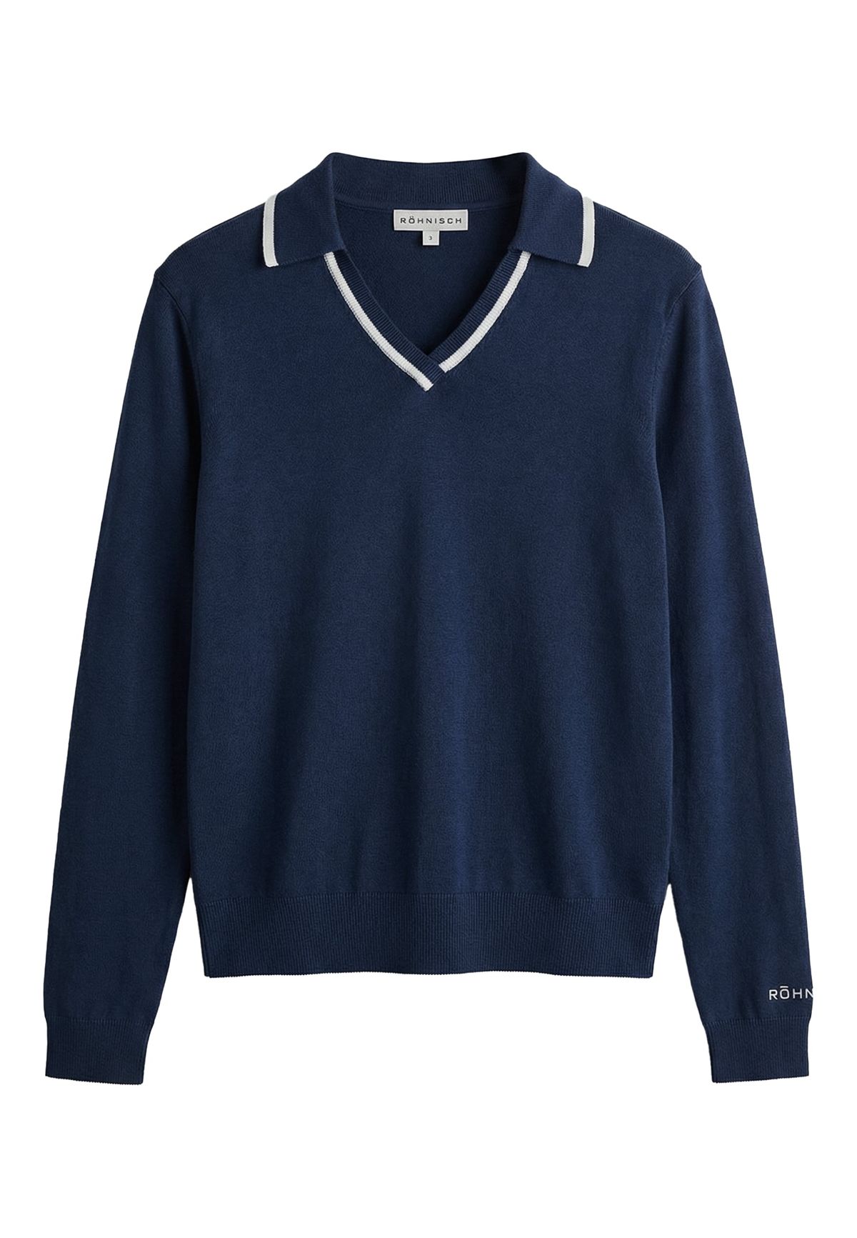 Swing Knitted Long Sleeve Poloshirt, Navy