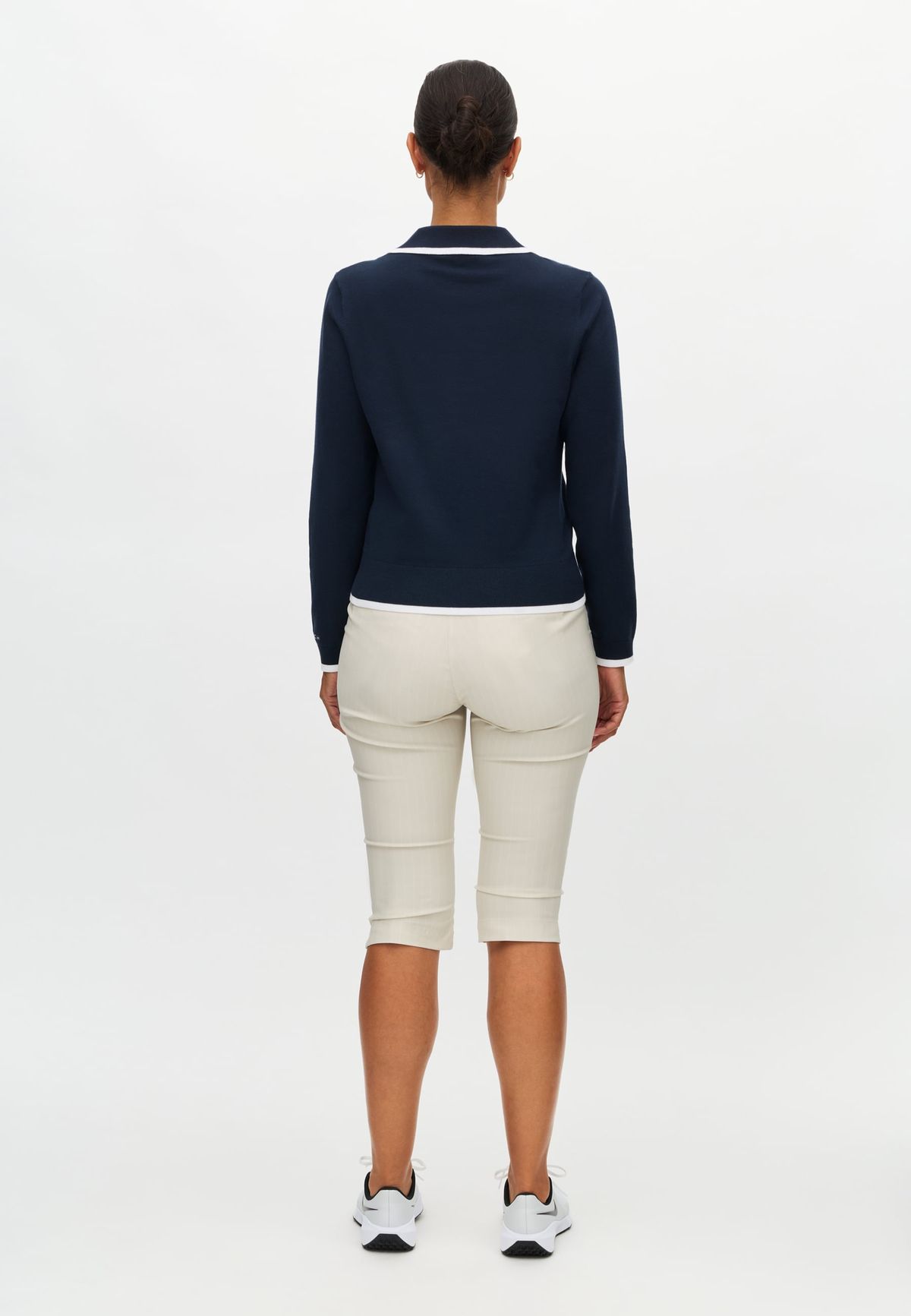 Swing Knitted Long Sleeve Poloshirt, Navy