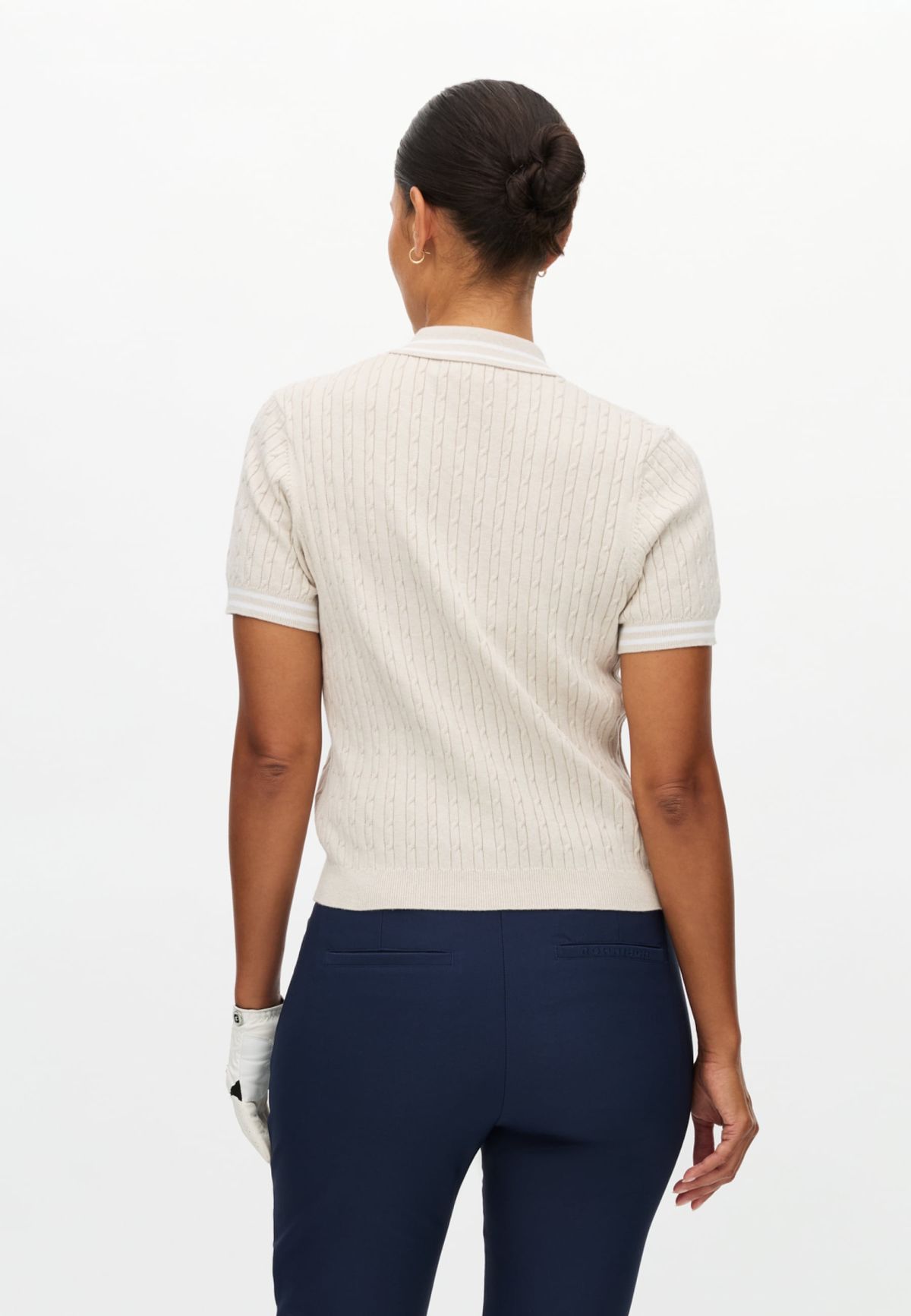 Classic Cable Poloshirt, Oatmeal