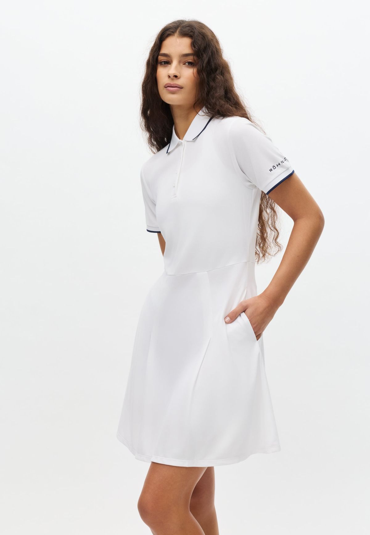Miriam Dress, White/Navy