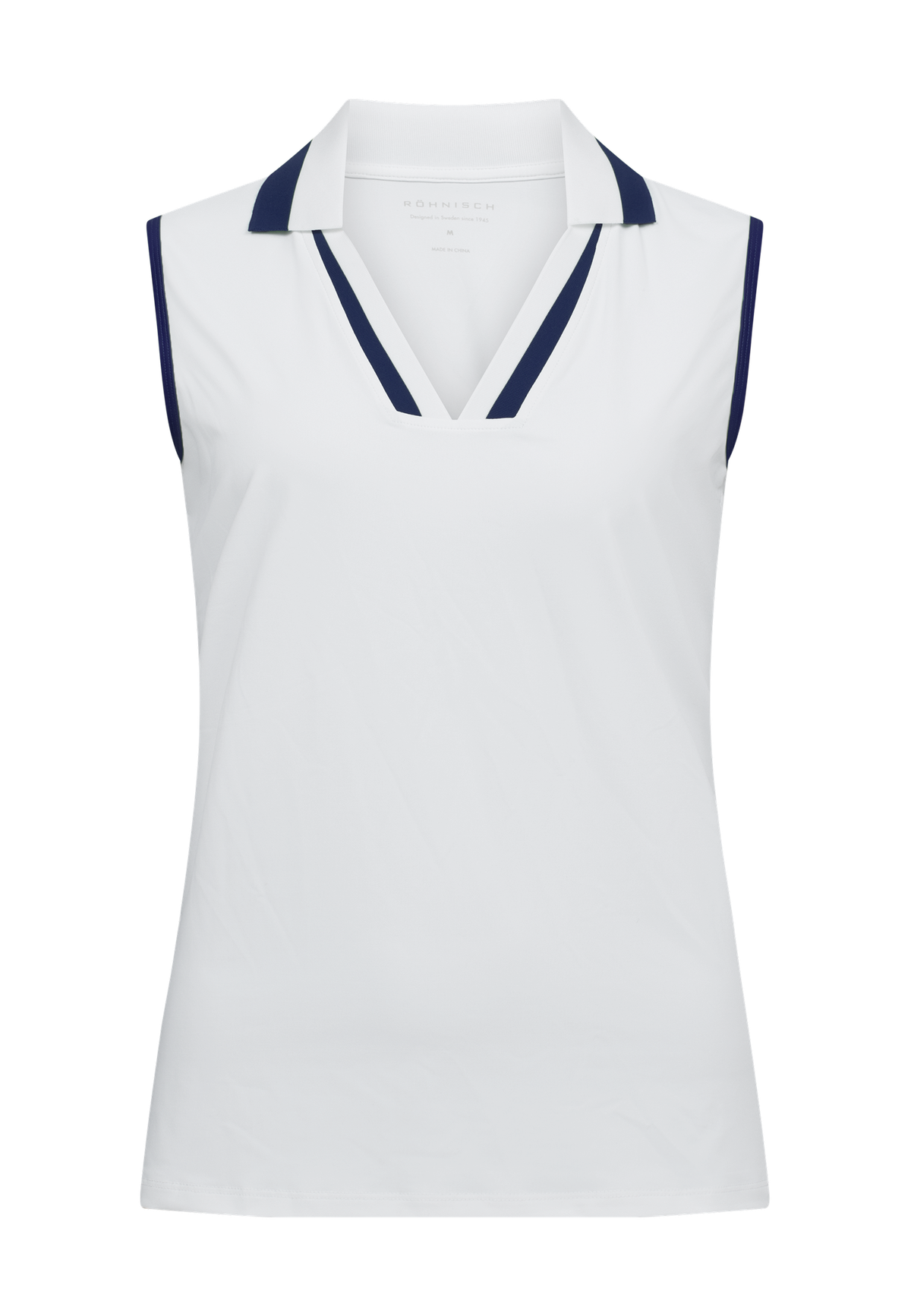 Essential Sleeveless Poloshirt, White/Navy