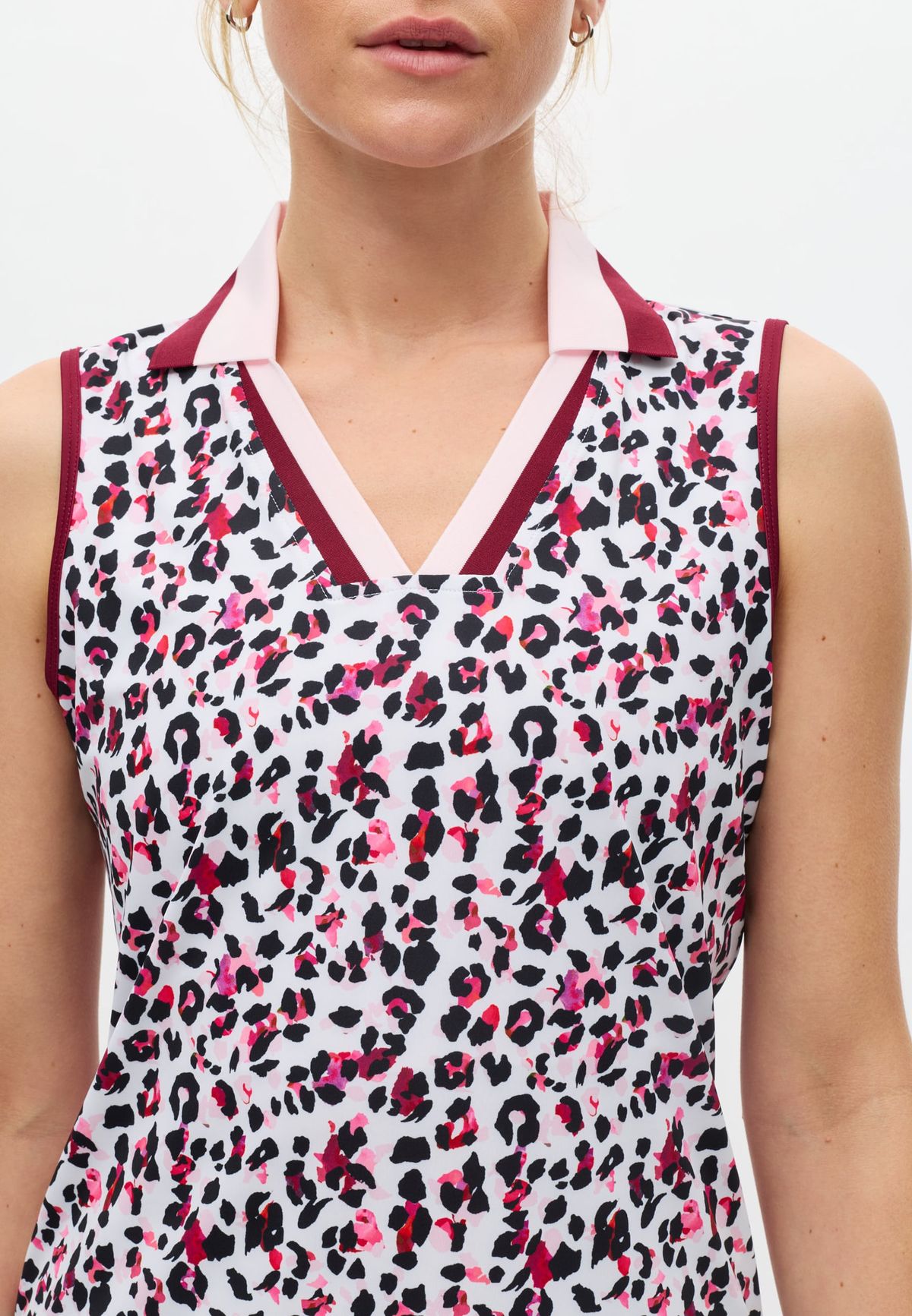 Essential Sleeveless Poloshirt, Leo Pink/Beet