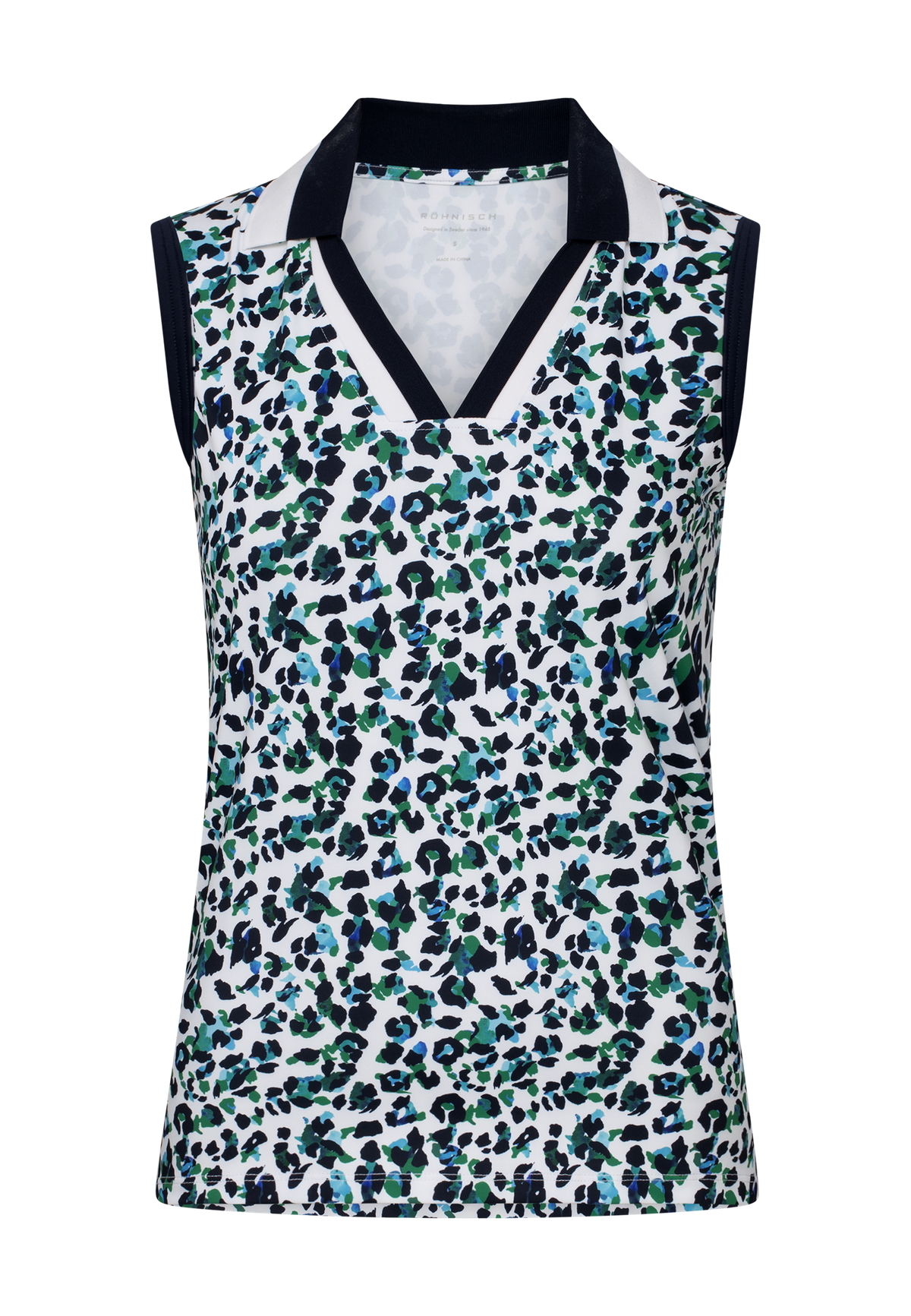 Essential Sleeveless Poloshirt, Leo Blue/Green