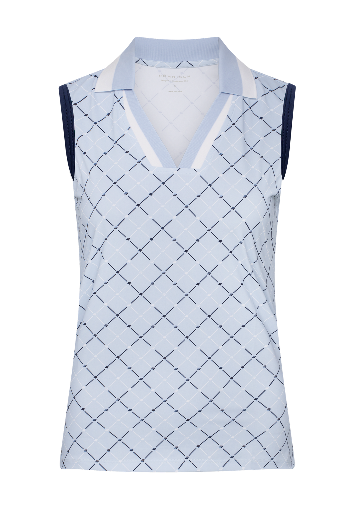 Essential Sleeveless Poloshirt, Micro R Check Skyway