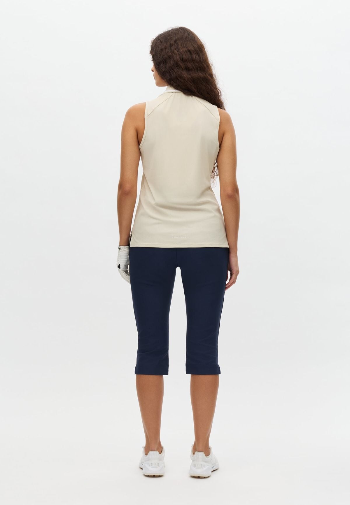 Rib Sleeveless Poloshirt, Oatmeal