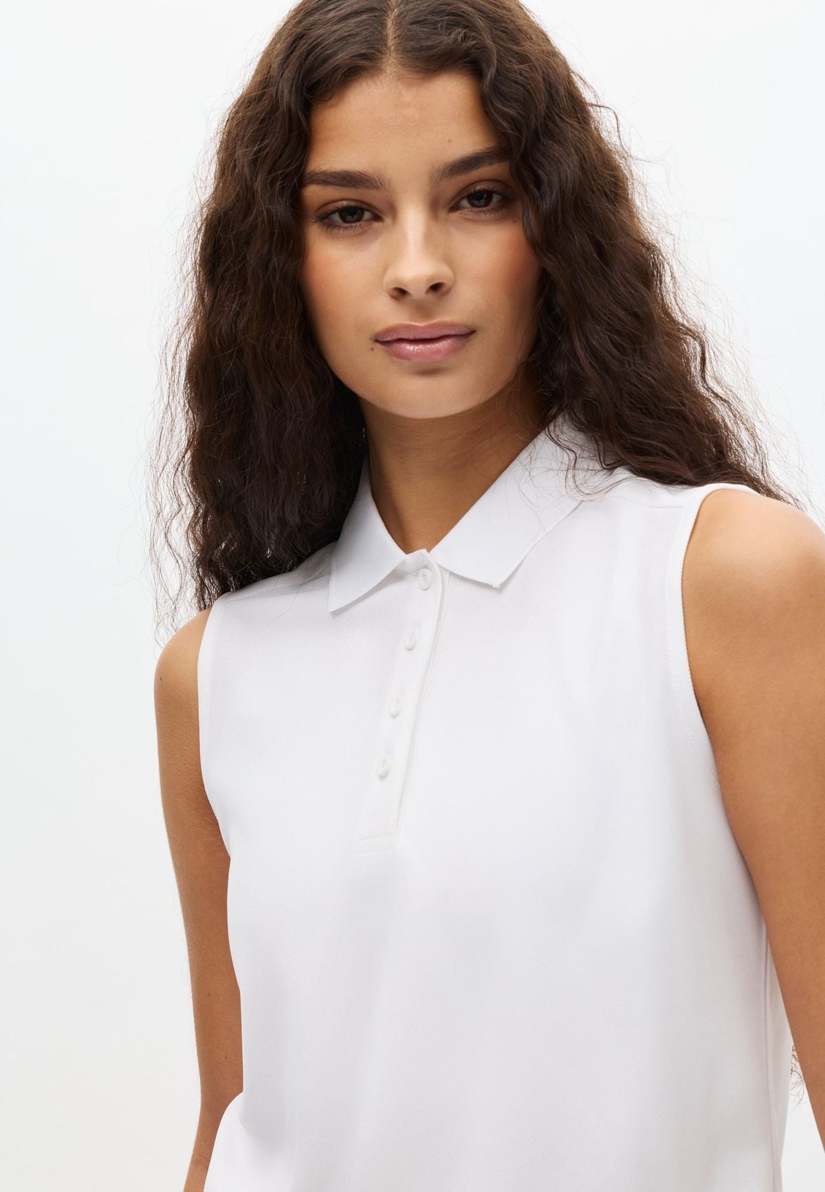 Miriam Sleeveless Poloshirt, Pure White