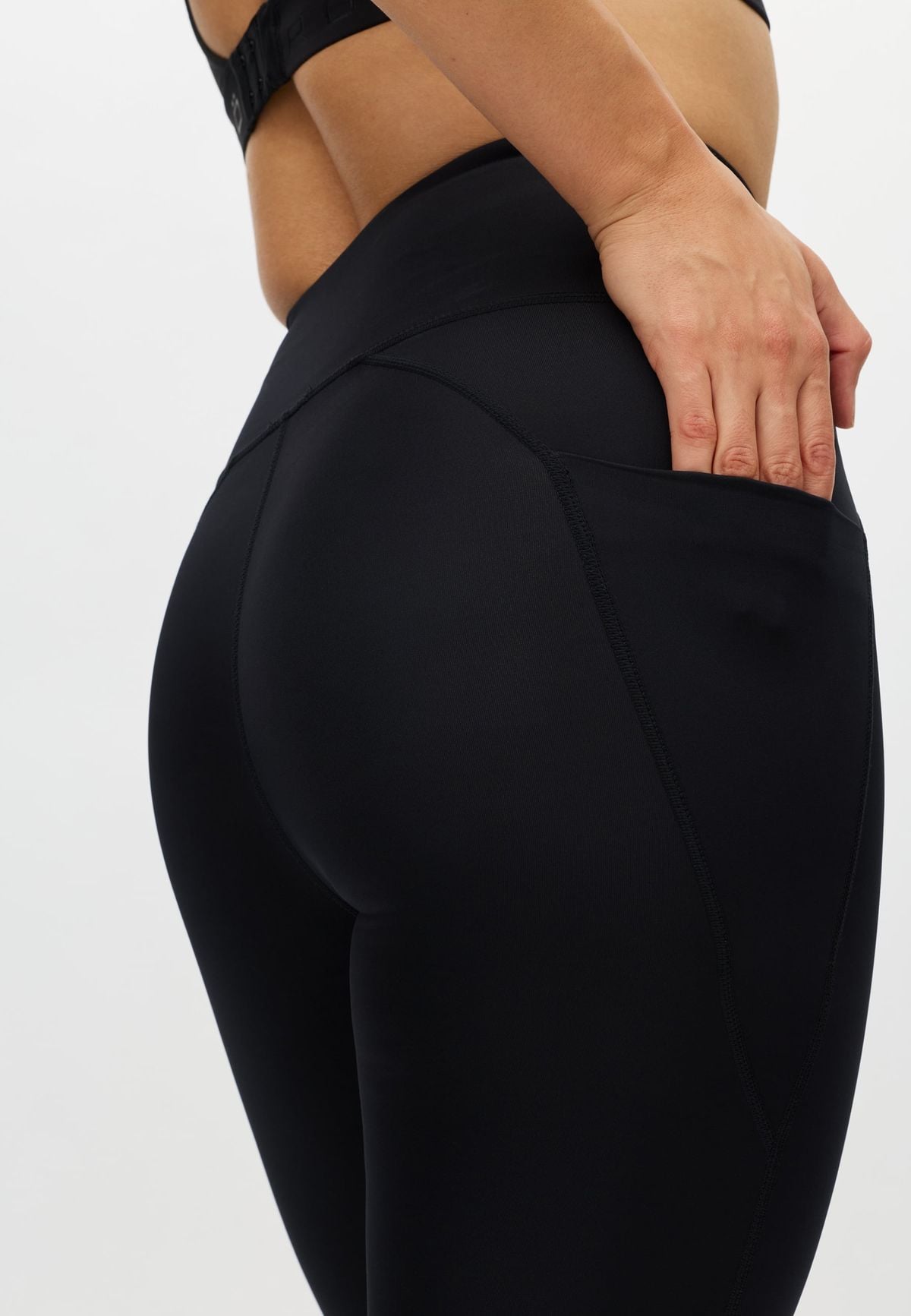 Flattering Curved High Waist Tights, Black