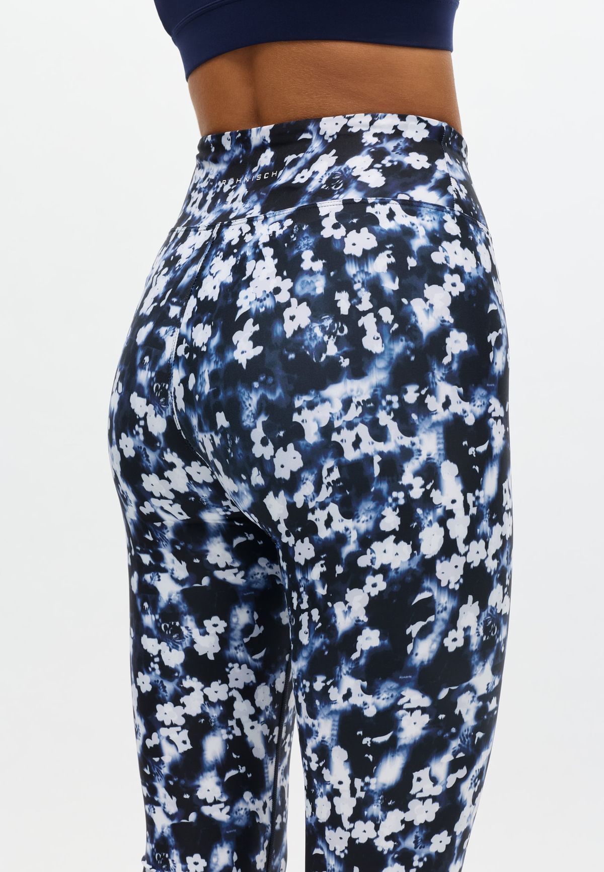 Printed High Waist Tights, Indigo Bloom