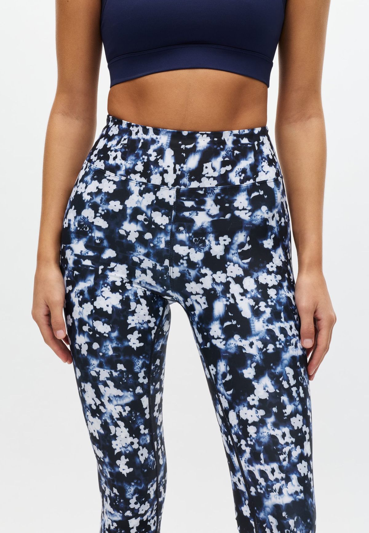 Printed High Waist Tights, Indigo Bloom