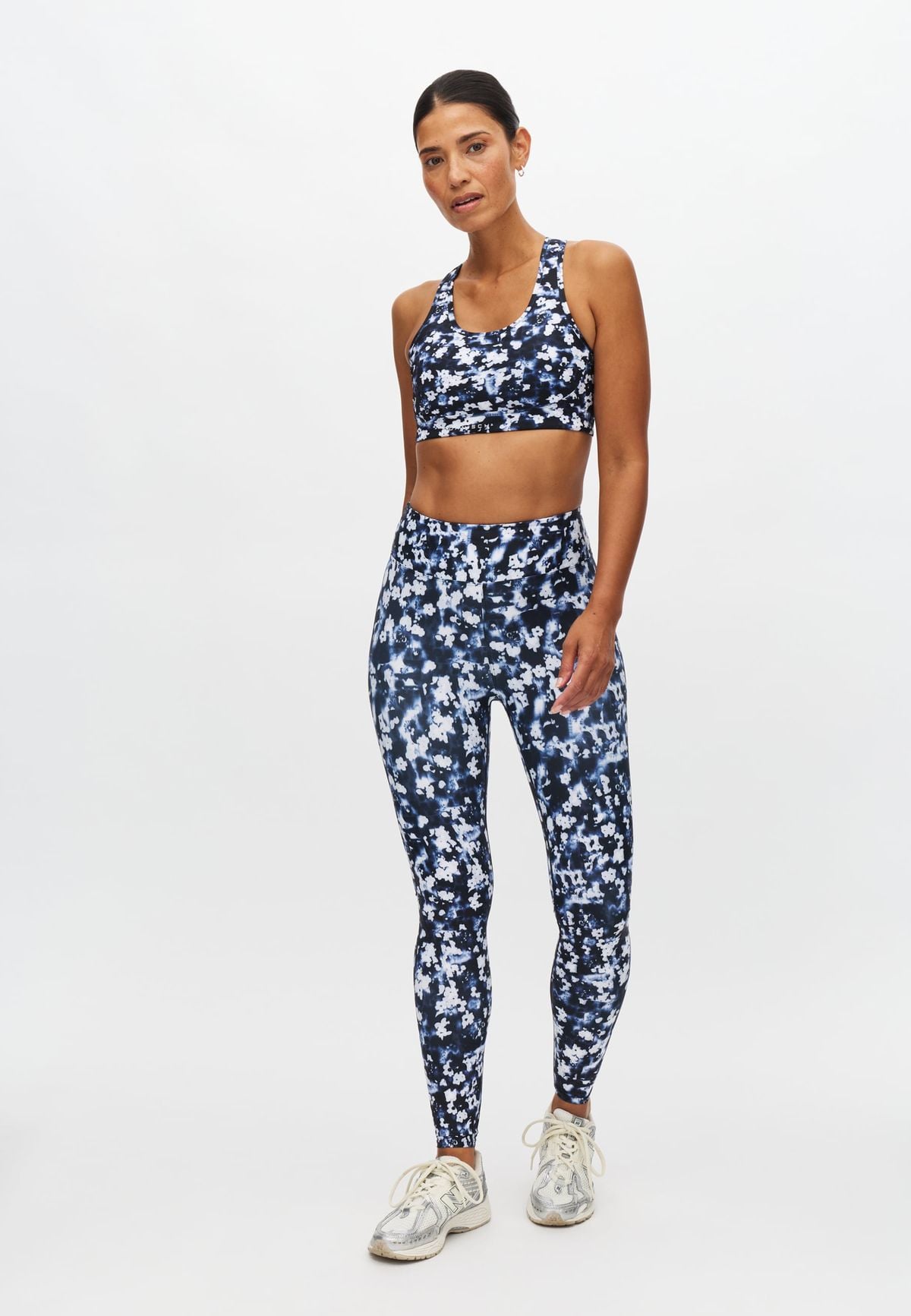 Printed High Waist Tights, Indigo Bloom