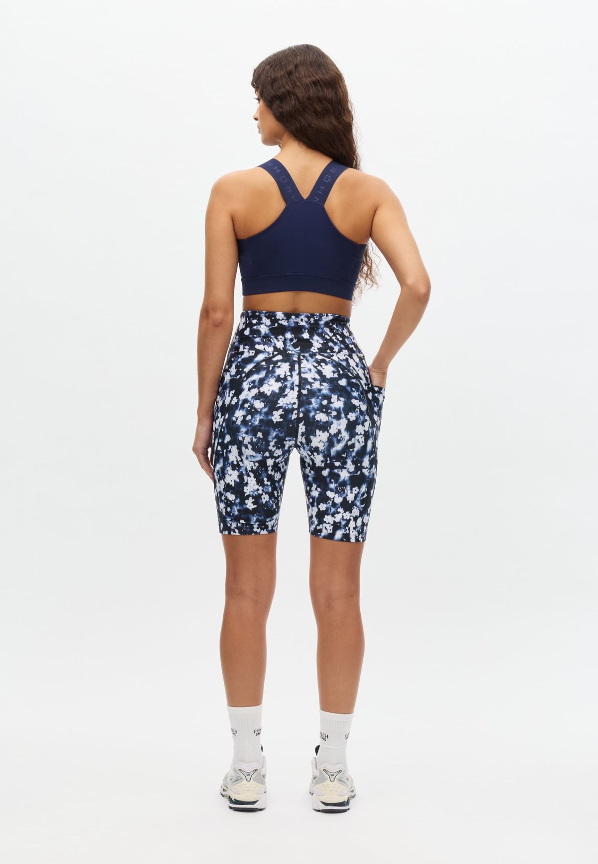 Flattering Printed Bike Tights, Indigo Bloom