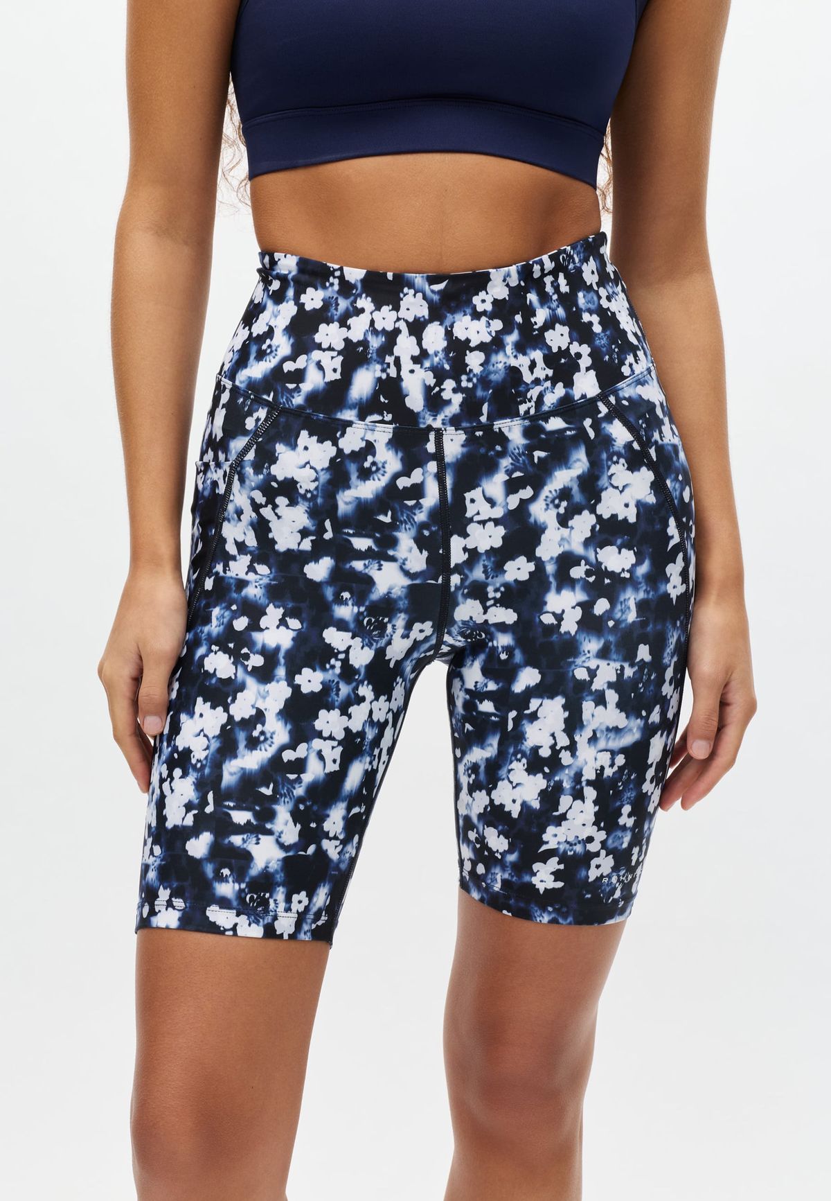 Flattering Printed Bike Tights, Indigo Bloom