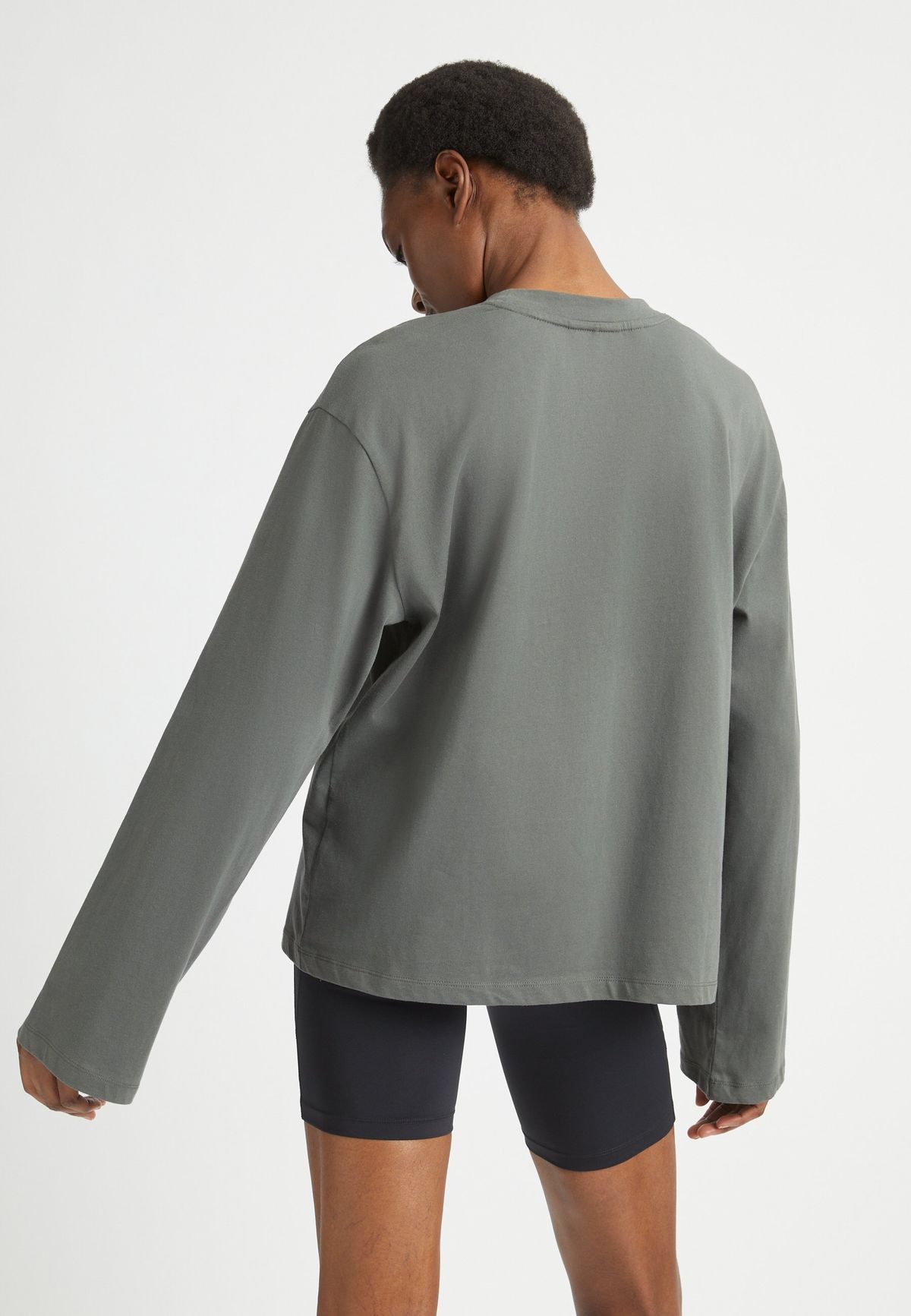 Cotton Melange Long Sleeve, Dark Shadow