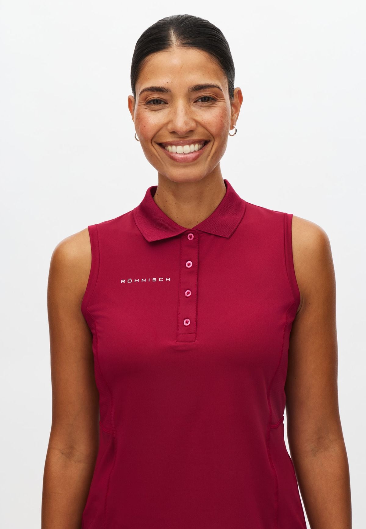 Nicky Sleeveless Poloshirt, Beet Red