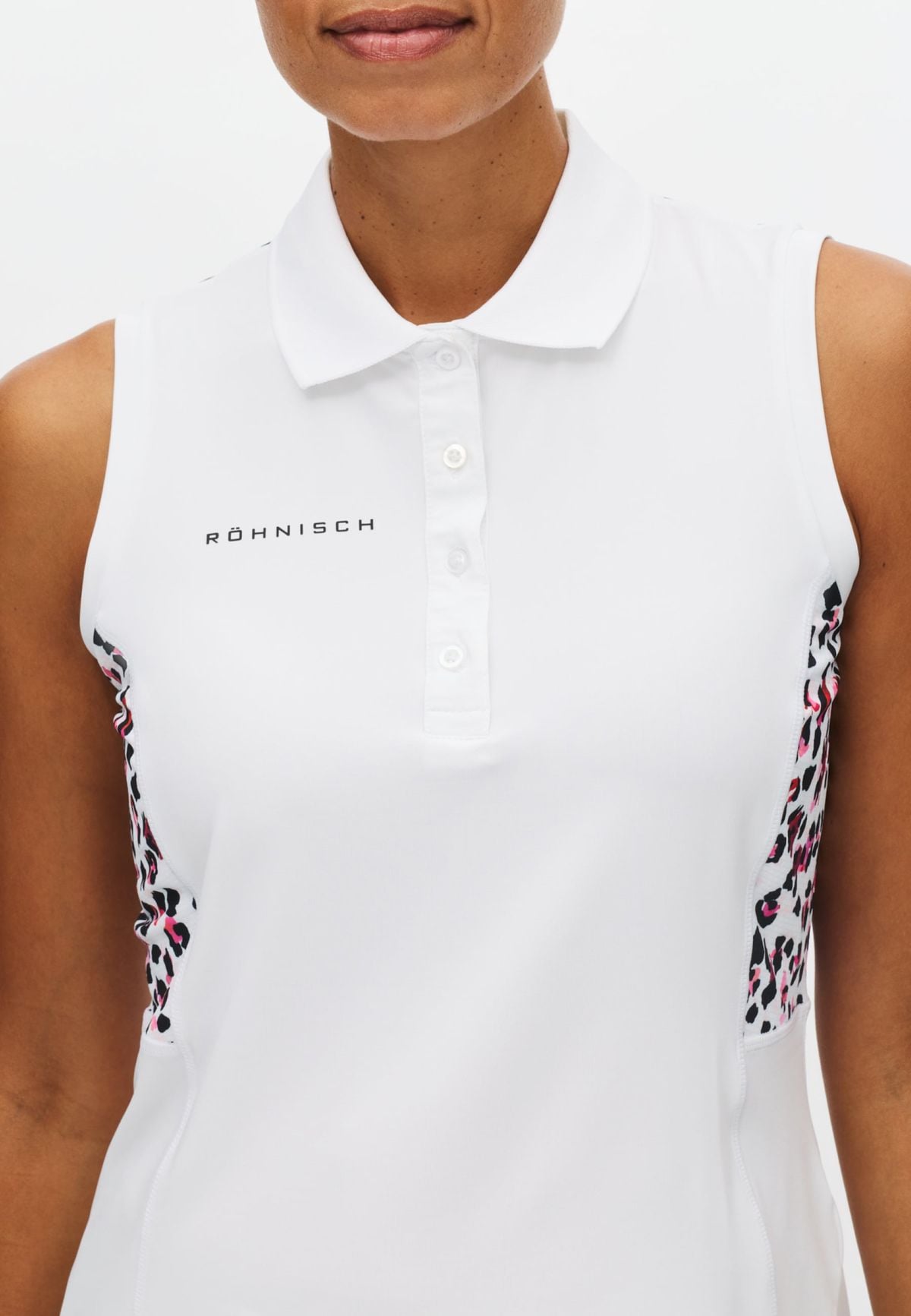 Nicky Sleeveless Poloshirt, Leo Pink/Beet