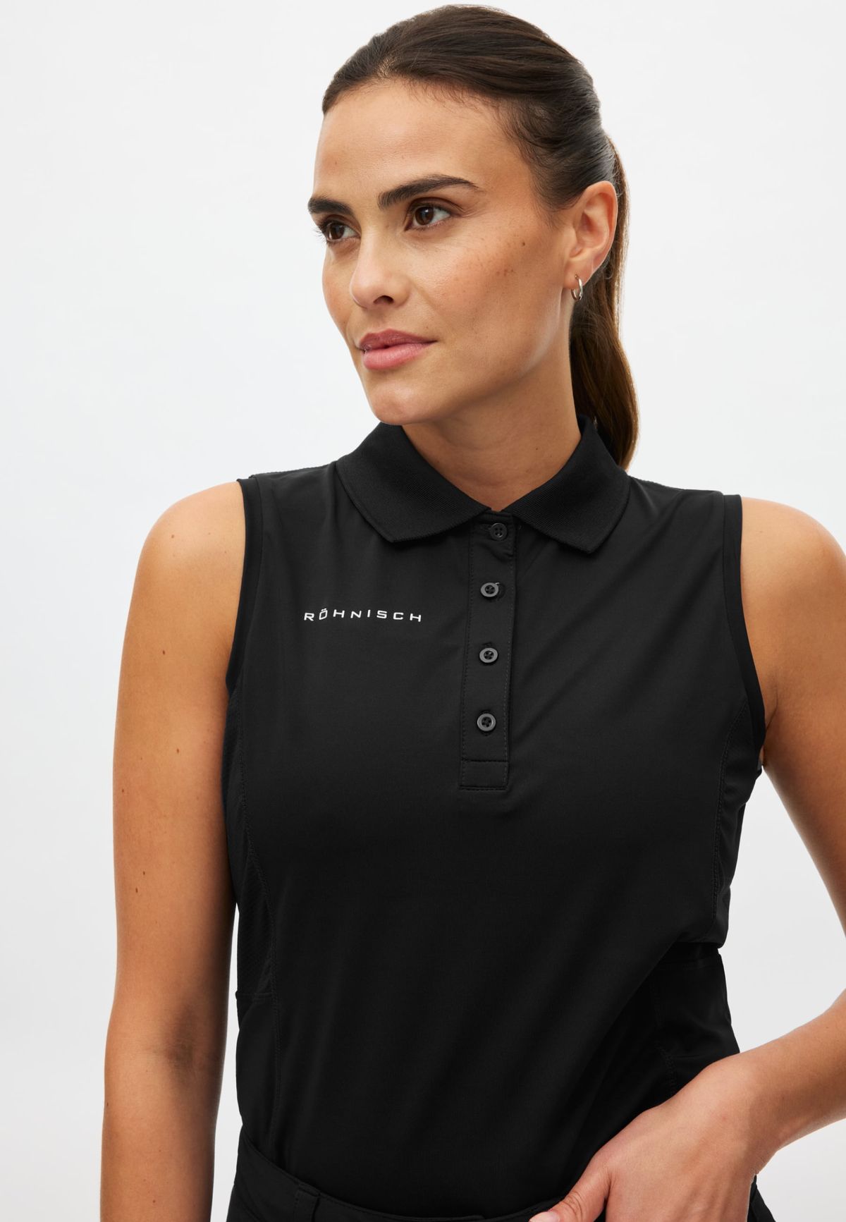 Nicky Sleeveless Poloshirt, Black