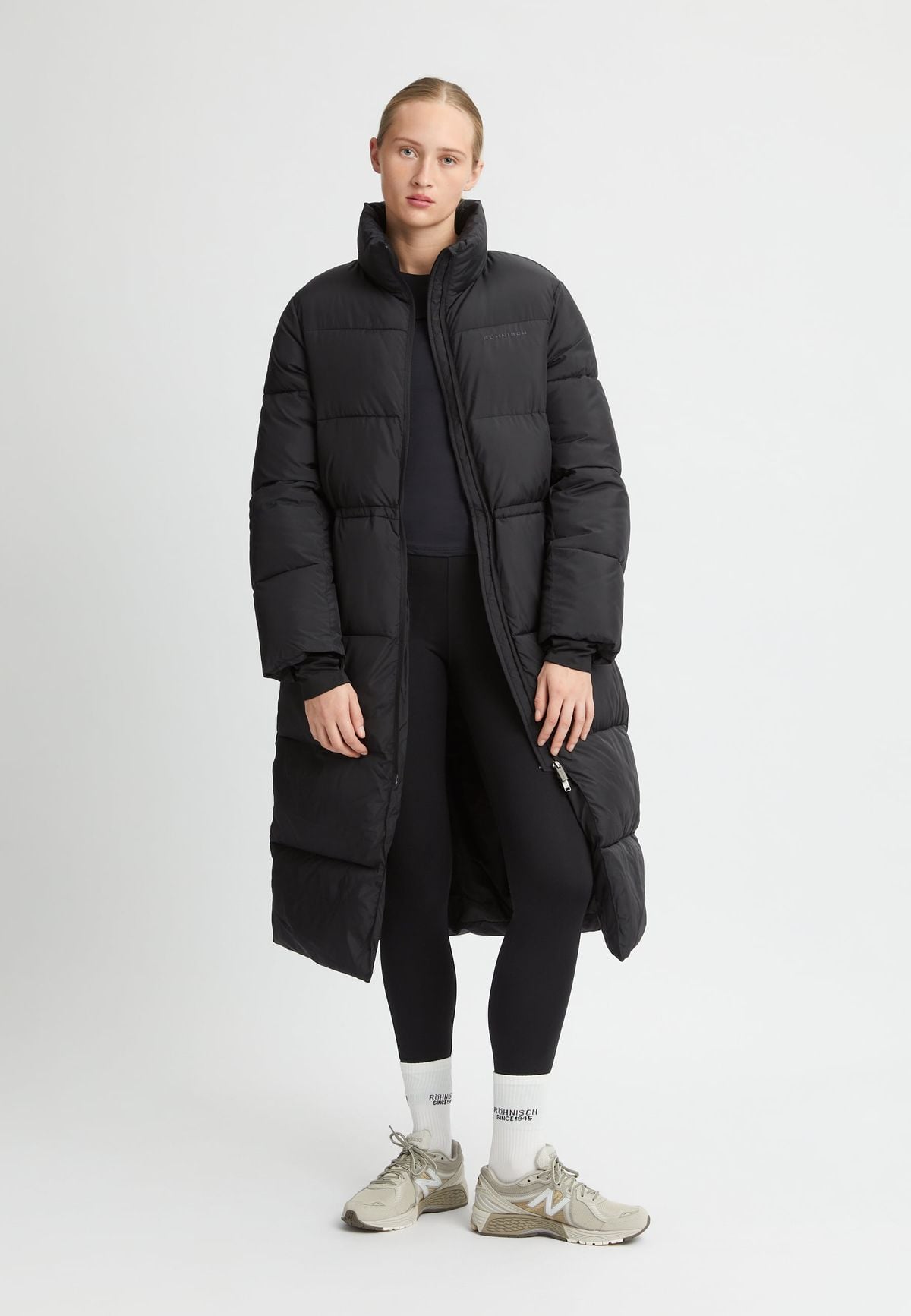 Pebble Drawstring Coat, Black