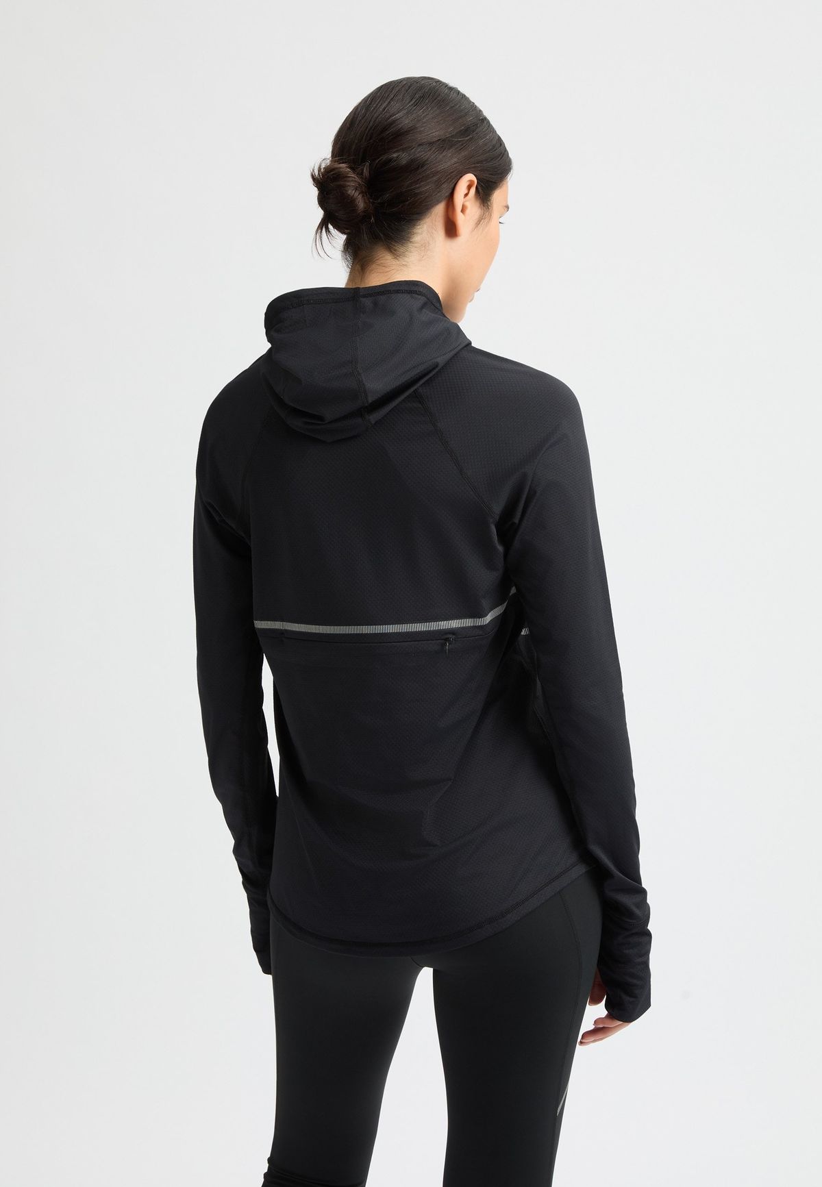 Jacquard Hood Long Sleeve, Black