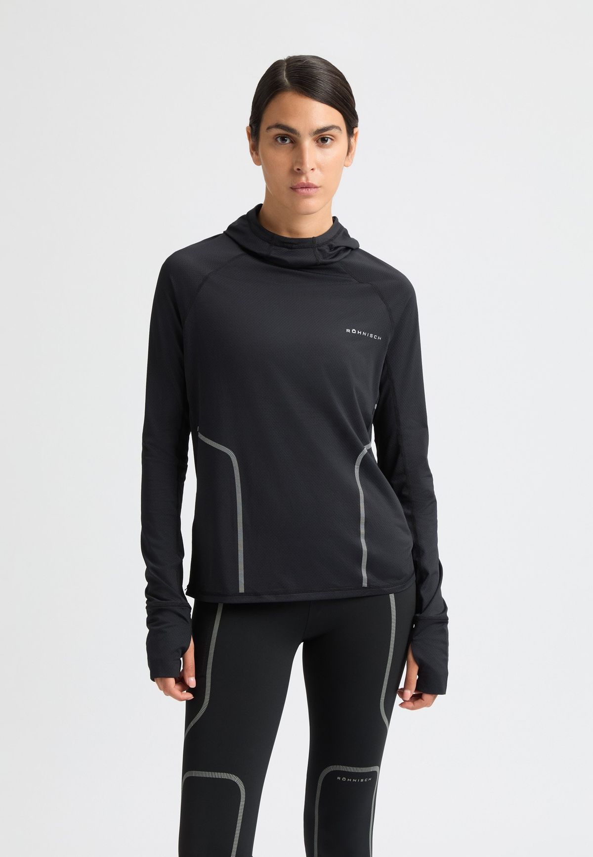 Jacquard Hood Long Sleeve, Black