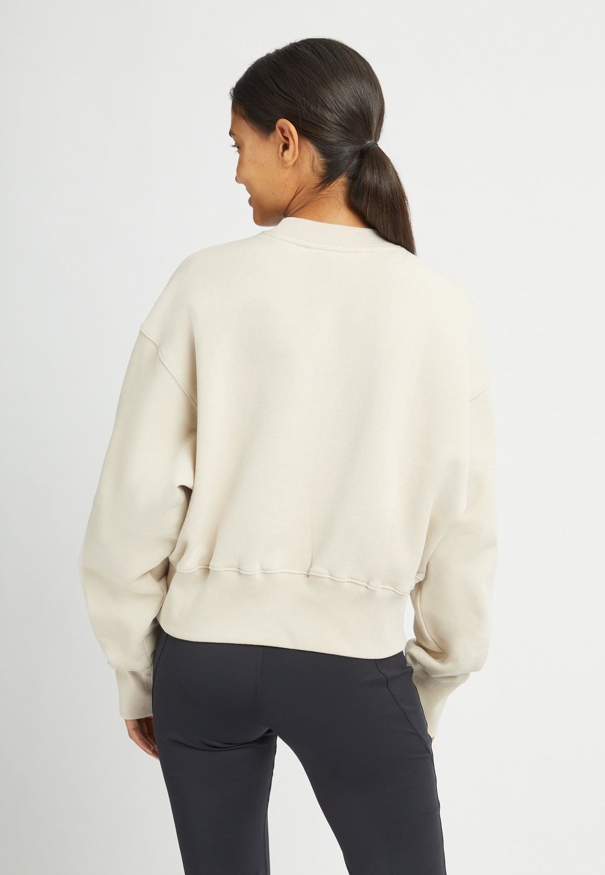 Cotton Cropped Sweatshirt, Peyote Beige