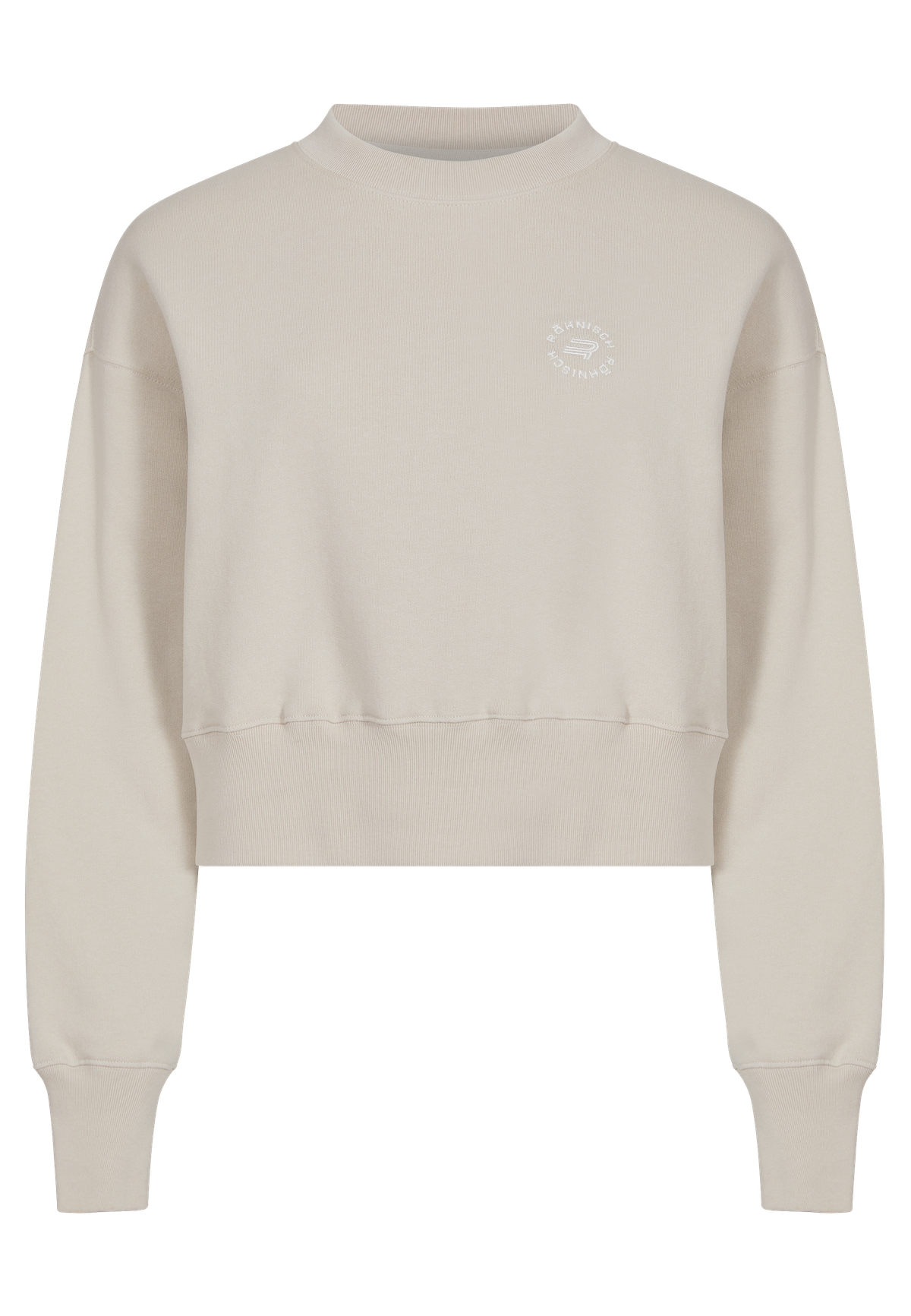 Cotton Cropped Sweatshirt, Peyote Beige