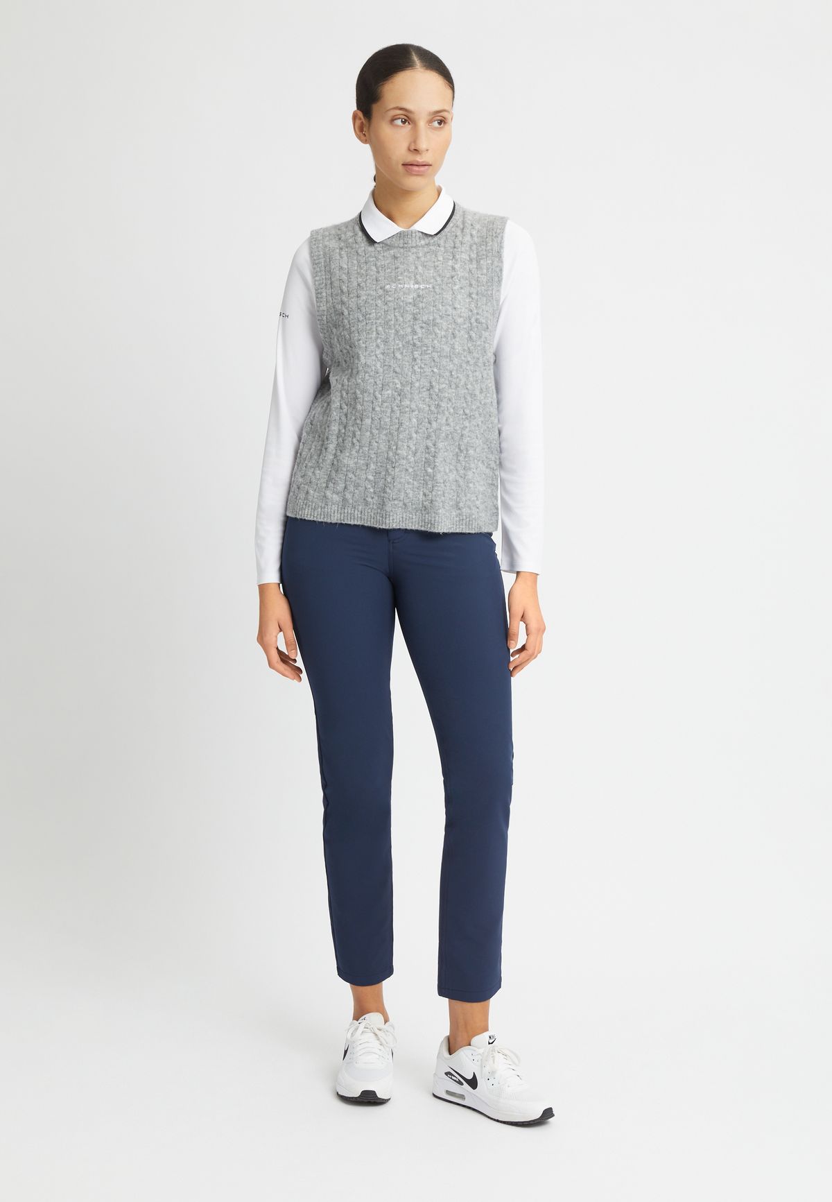 Ina Knitted Vest, Grey Melange