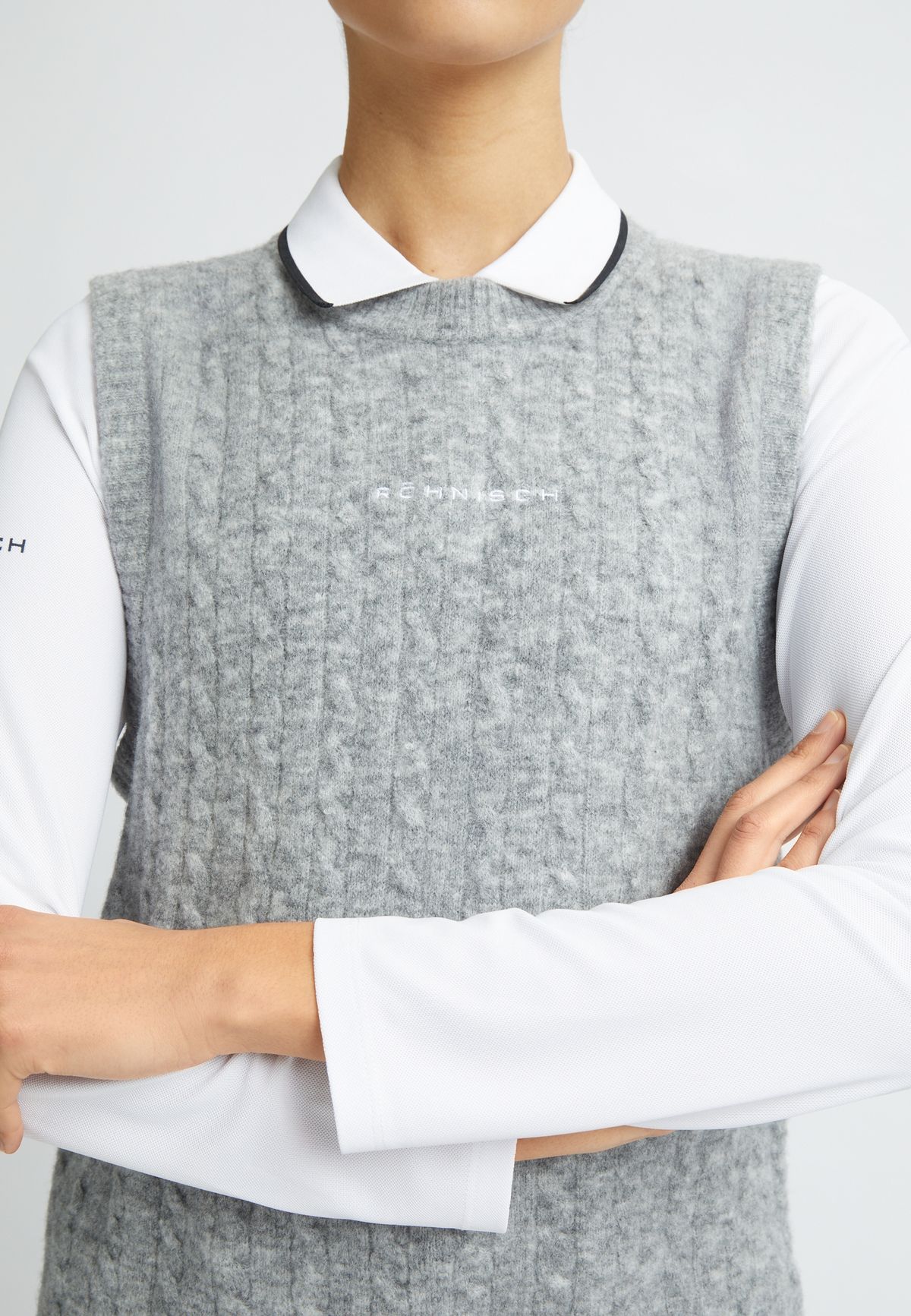 Ina Knitted Vest, Grey Melange