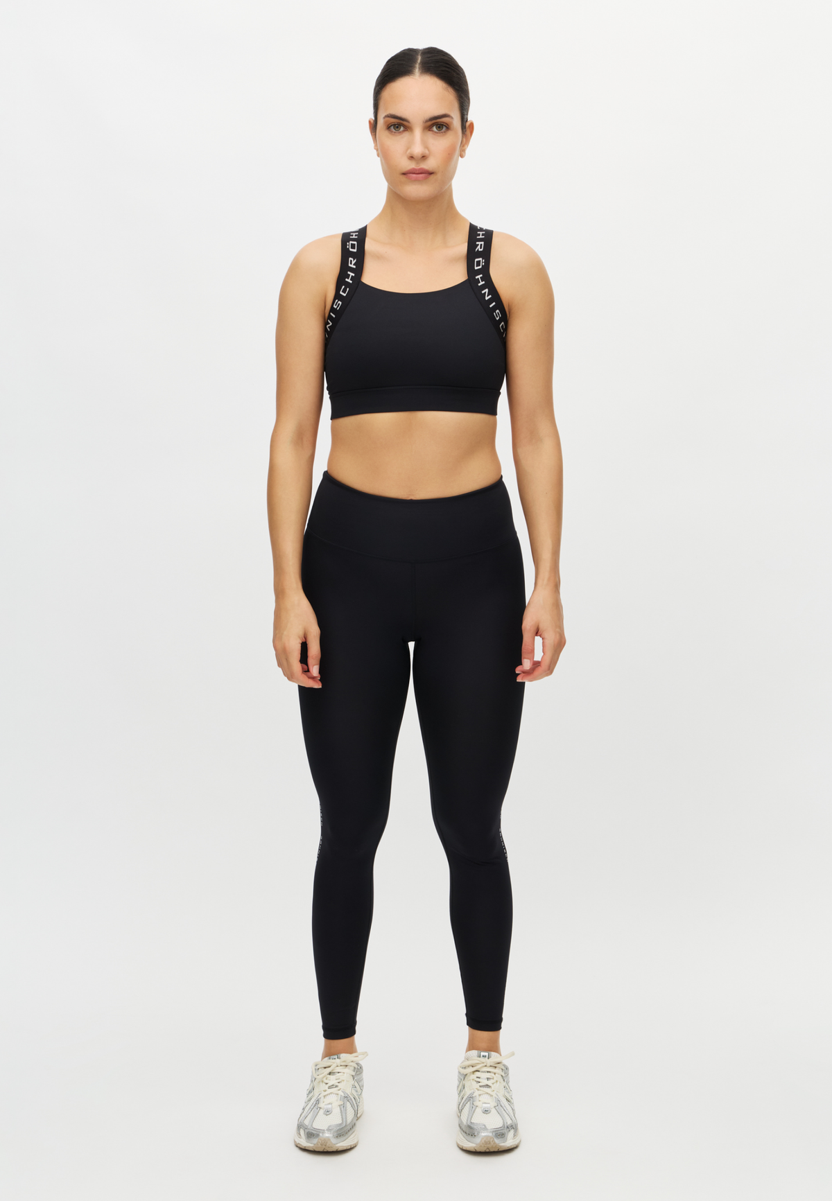 Logo High Waist Tights, Black