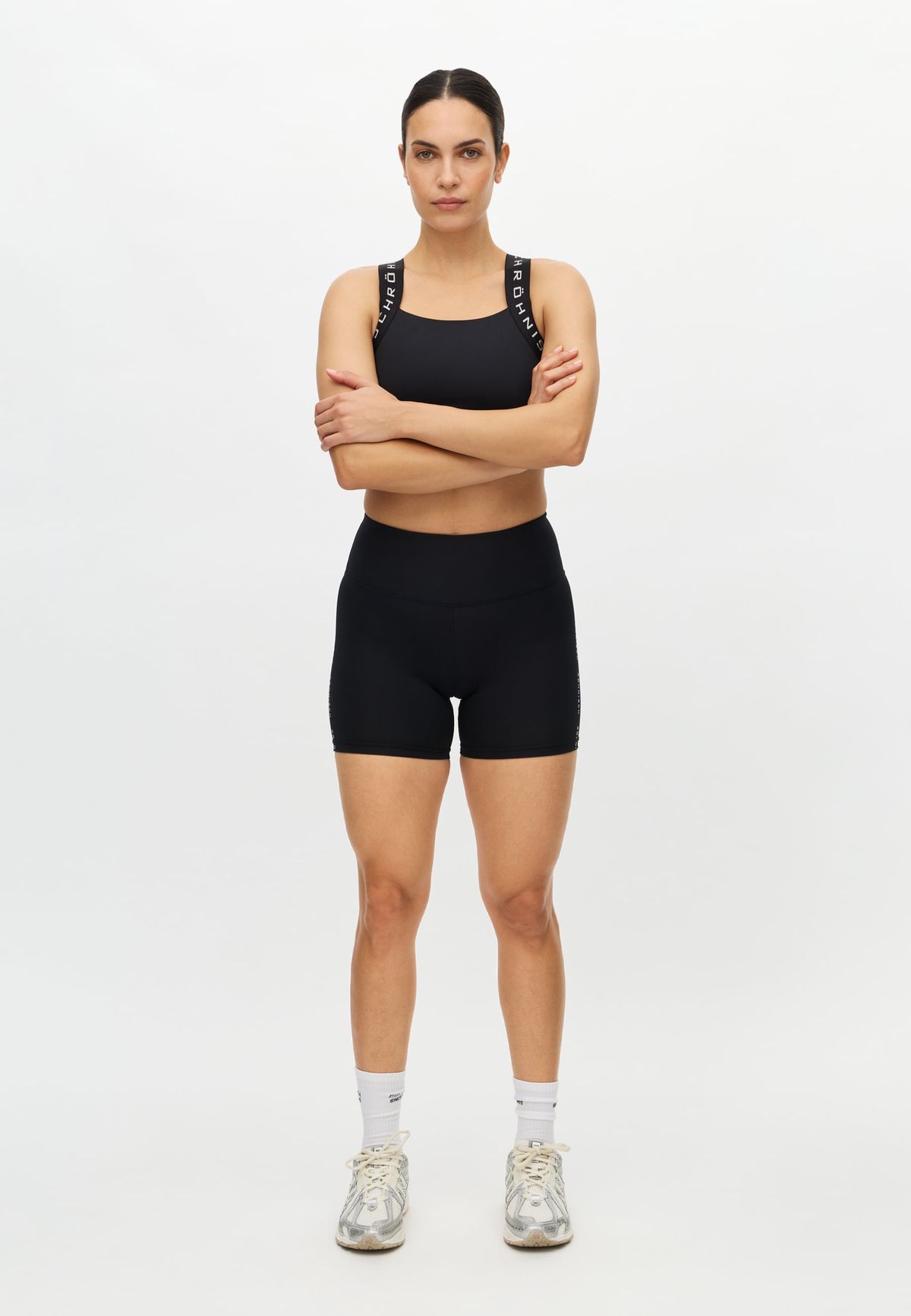 Logo High Waist Bike Tights, Black