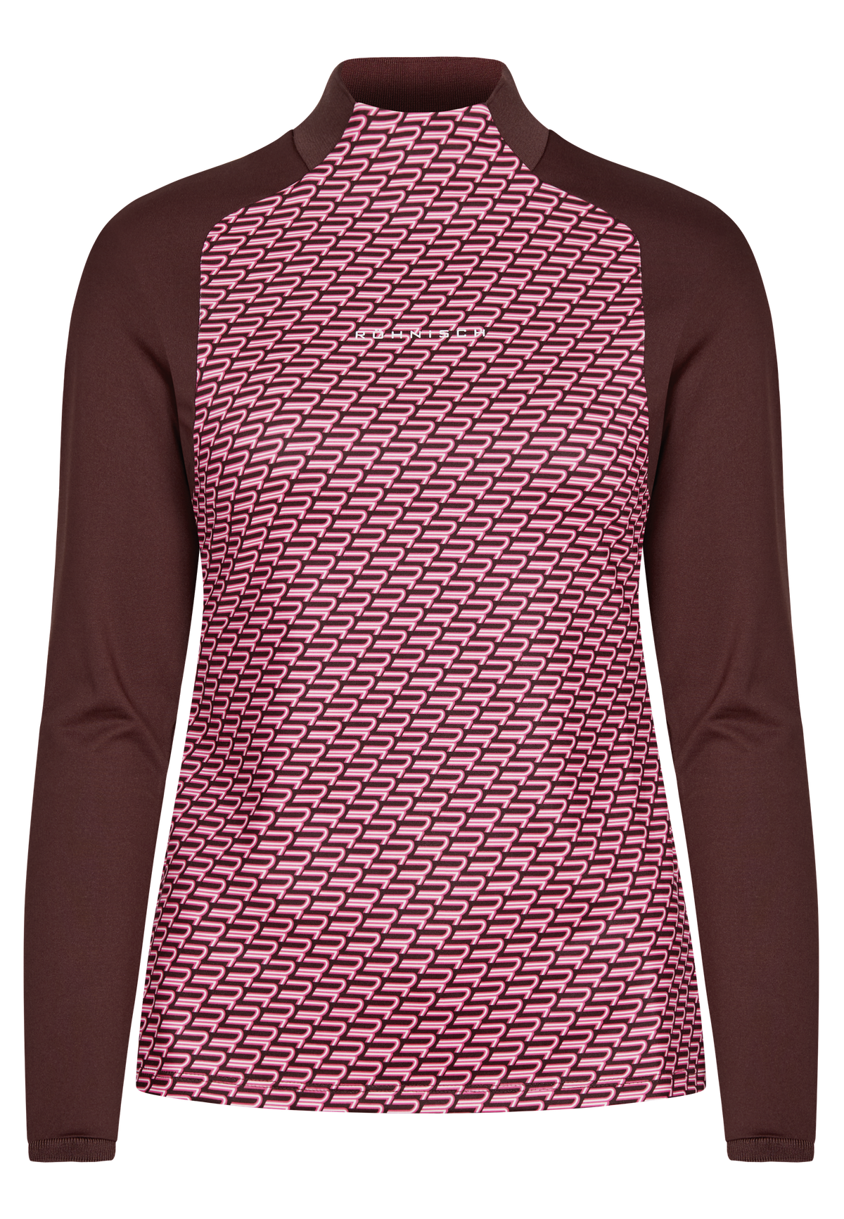 Ellie Brushed Long Sleeve Top, Carmine Rose Retro Mono