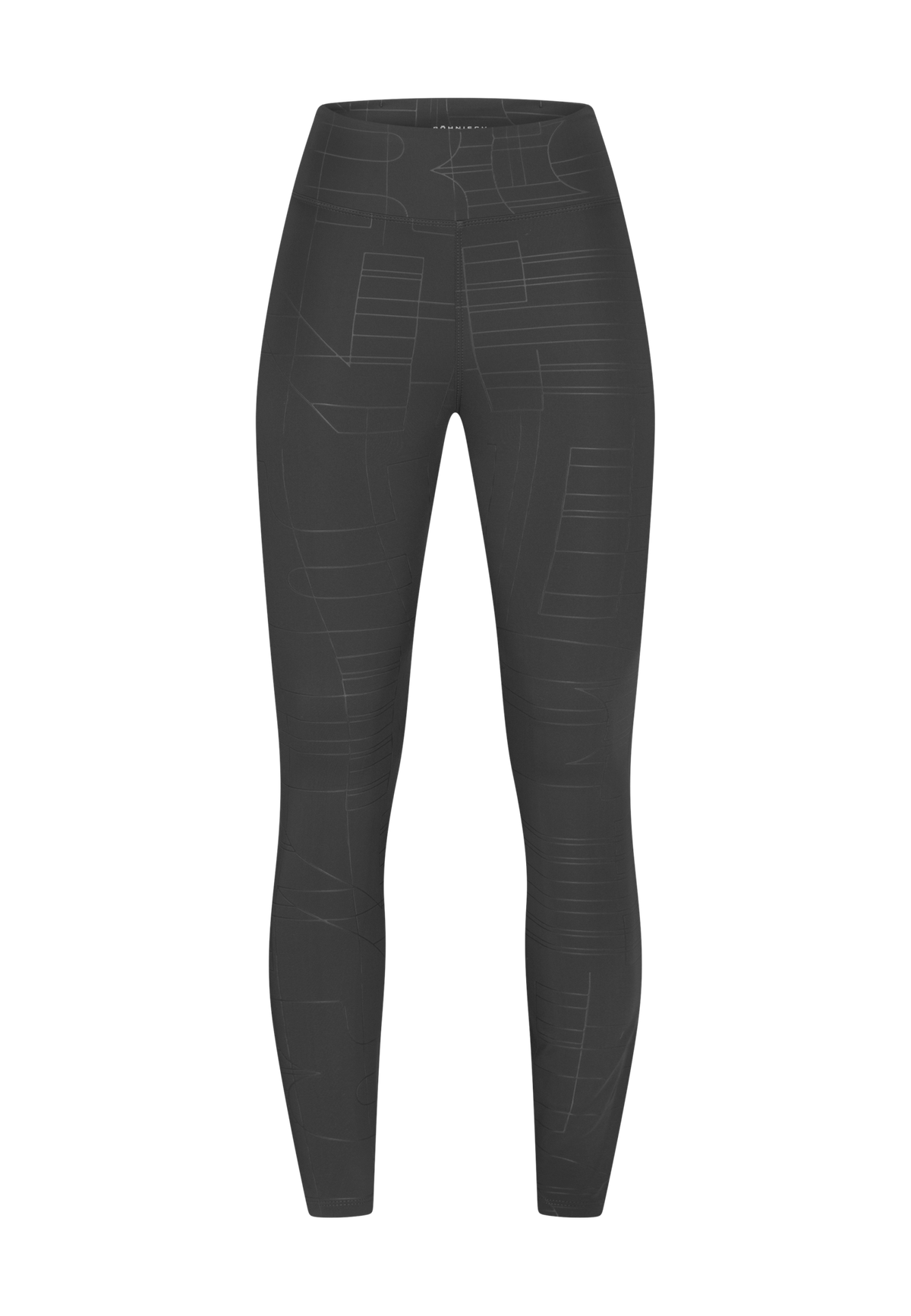 Logo Effect High Waist Tights, Grey Emblem Emboss