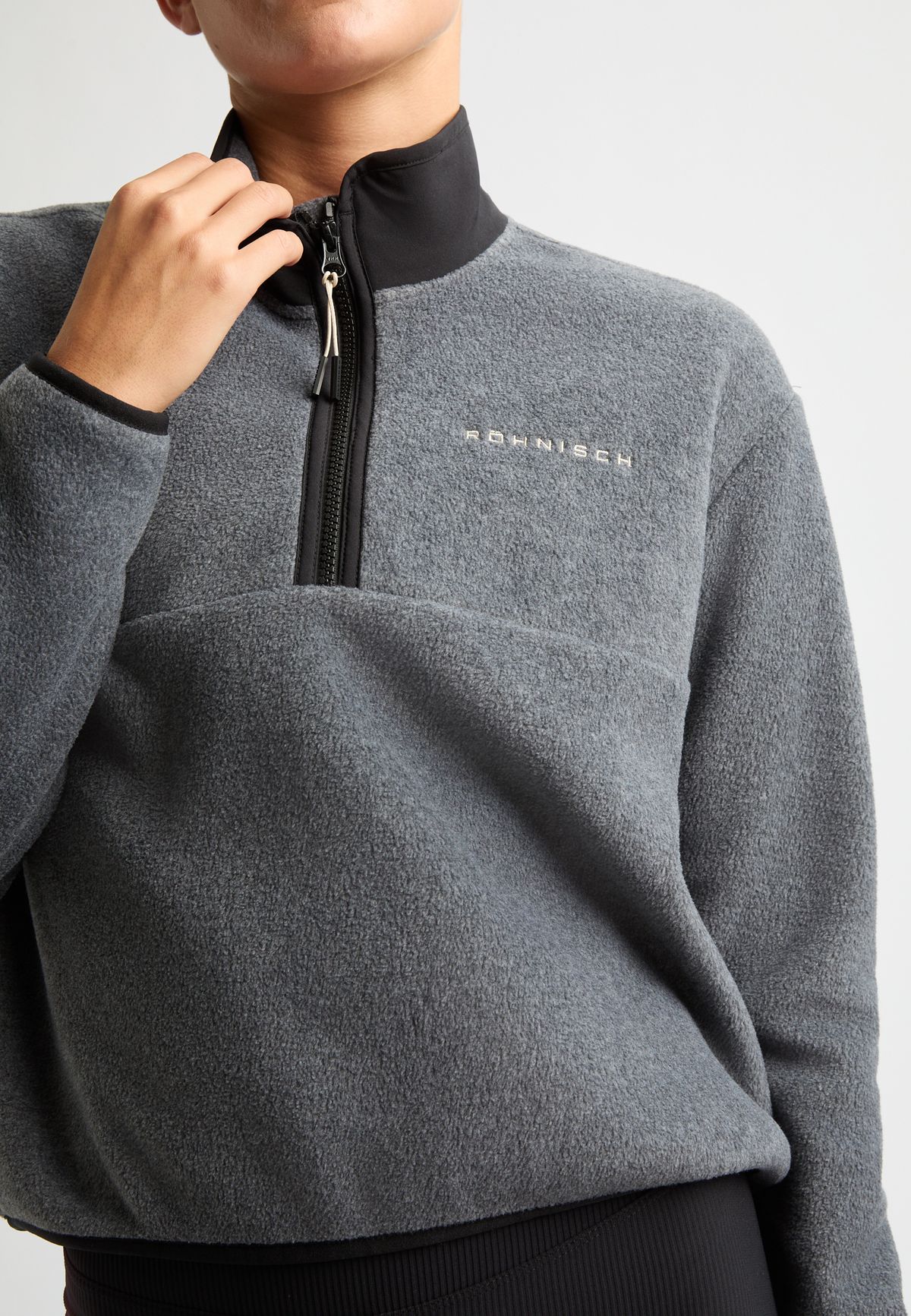 Thermal Half Zip Fleece, Grey Melange
