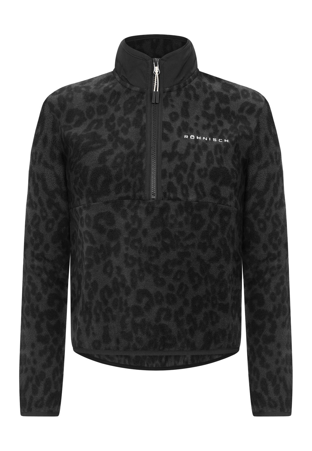 Thermal Half Zip Fleece, Grey Leo Print