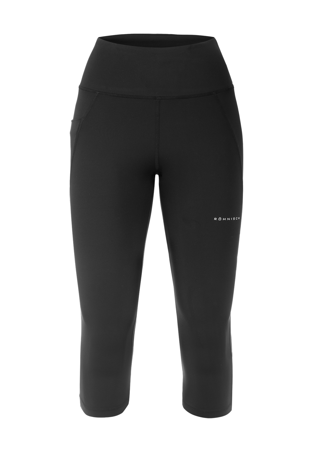 Flattering High Waist Capri Tights, Black