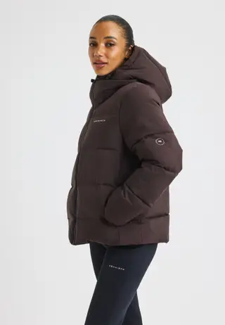 Short Puffer Jacket, Dark Brown