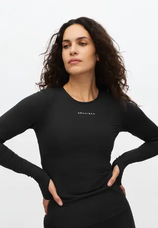 Jacquard Long Sleeve Top, Black
