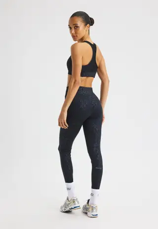 Leo Emboss High Waist Tights, Leo Emboss Black