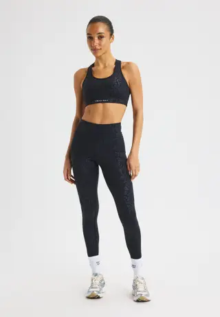 Leo Emboss High Waist Tights, Leo Emboss Black
