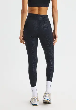 Leo Emboss High Waist Tights, Leo Emboss Black